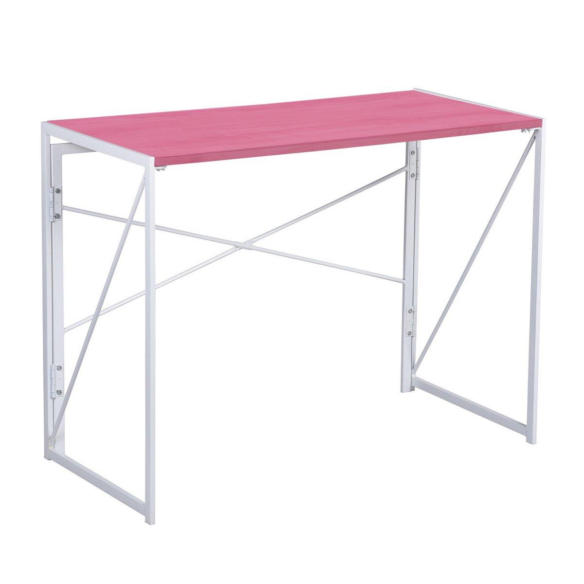 Pink White - FurnitureR - Foldable Desk - 3