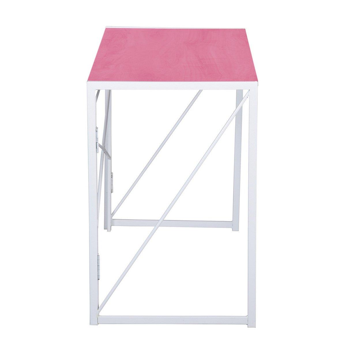 Pink White - FurnitureR - Foldable Desk - 4