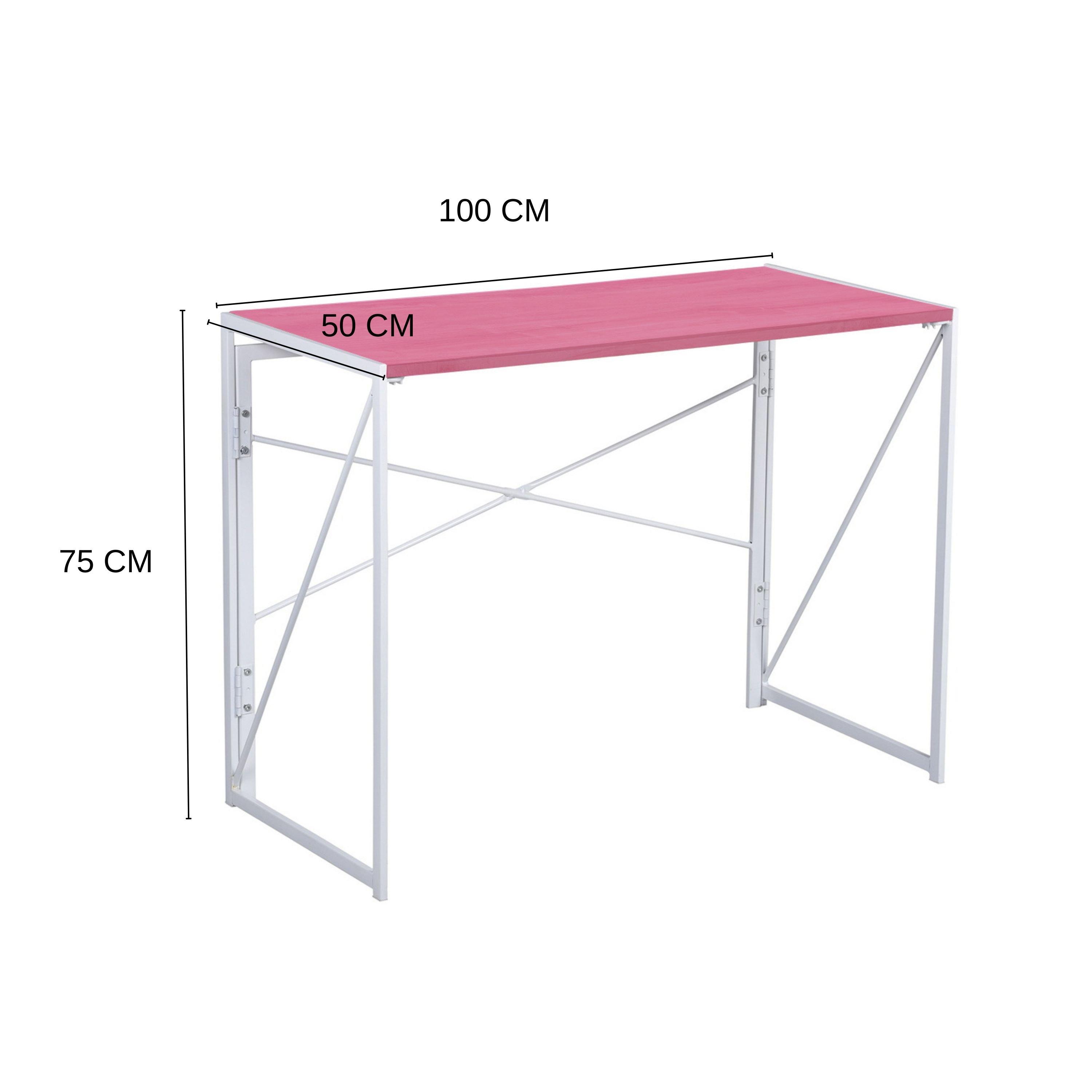 Pink White - FurnitureR - Foldable Desk - 7