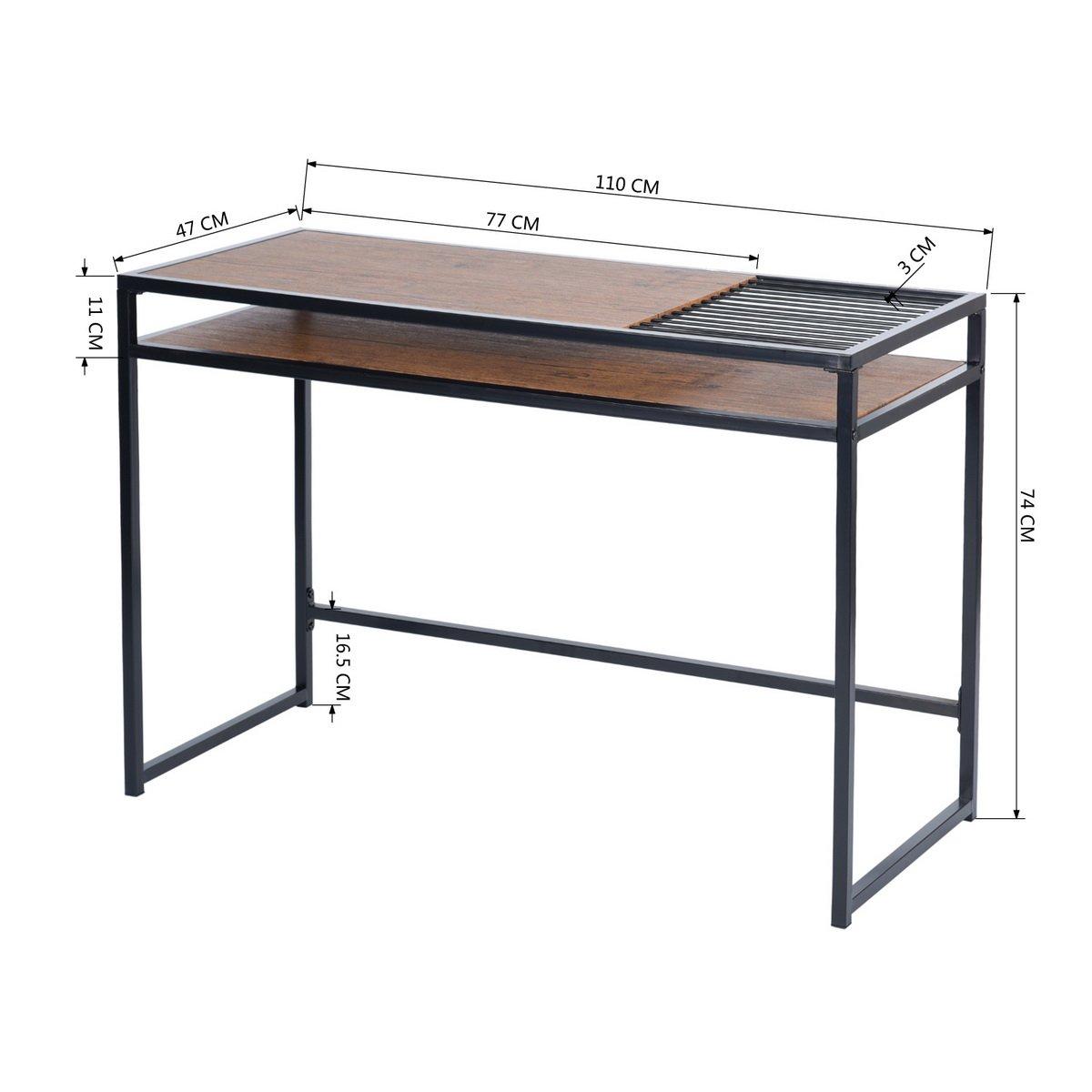 Brown - FurnitureR - Alfi 110cm Desk with One Shelf - 8
