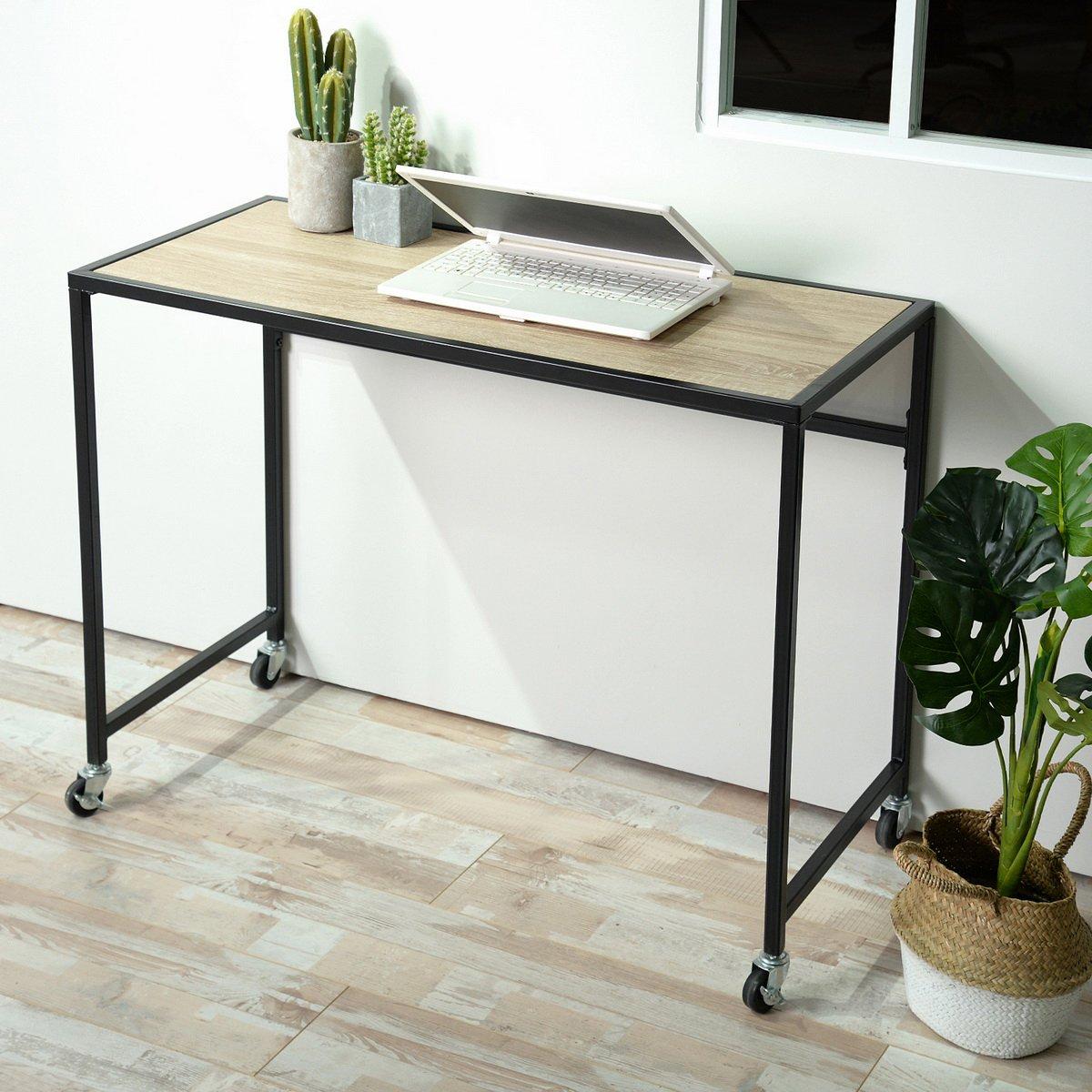 Brown - FurnitureR - Waikaia 100cm Desk with Wheels - 1