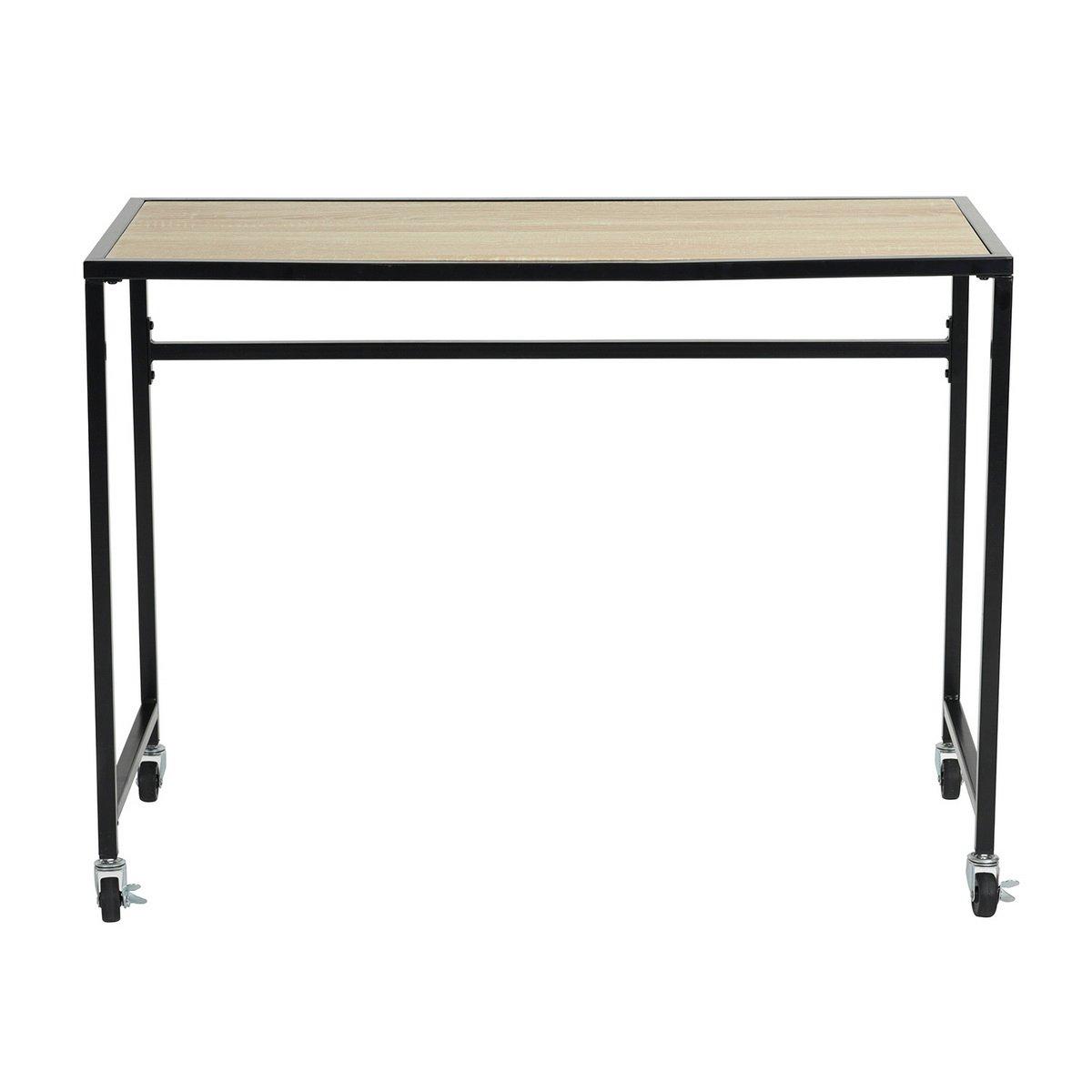 Brown - FurnitureR - 100cm Desk with Wheels - 4
