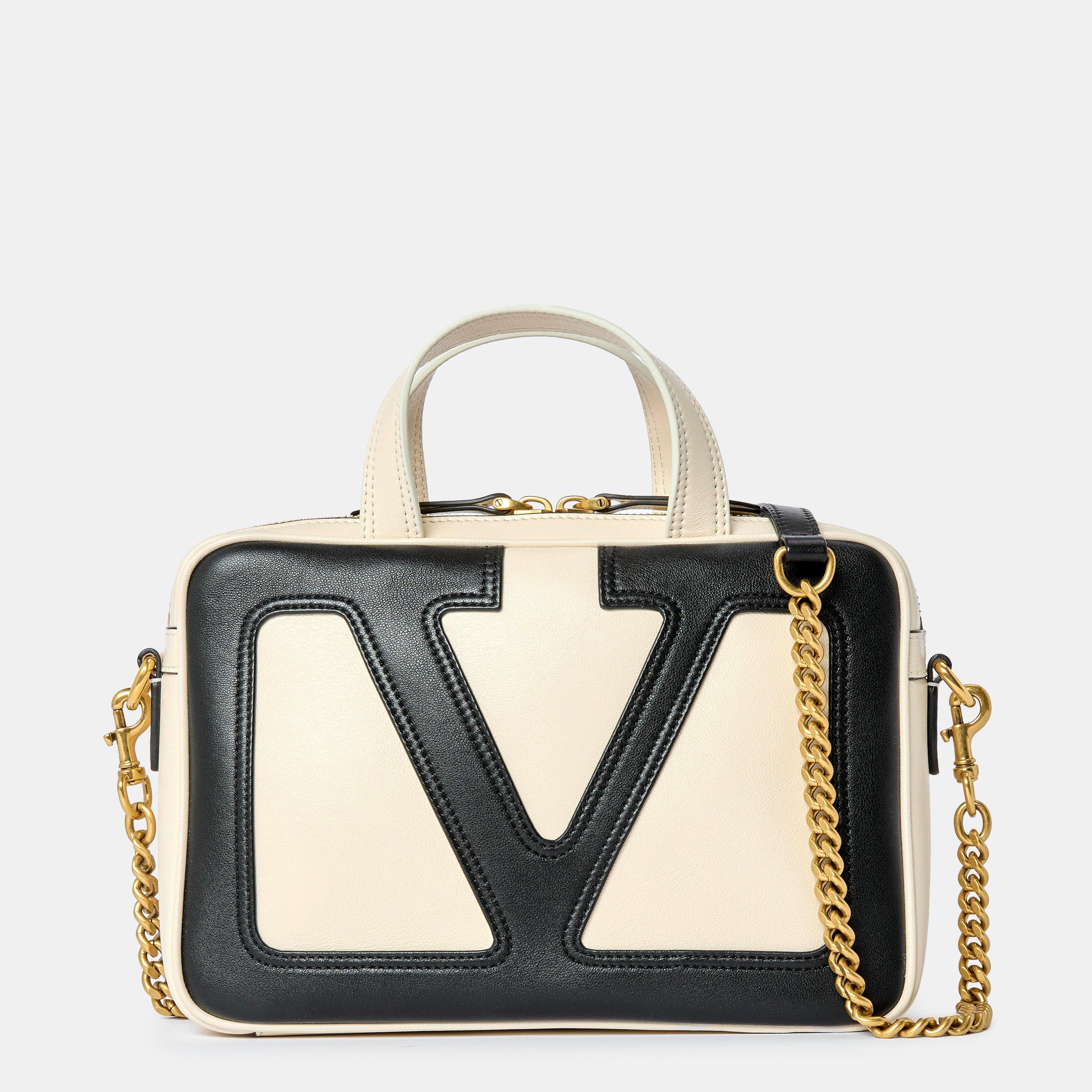 Butter/Nero - Valentino Garavani - Women's VG Superstar Top Handle Bag - 1
