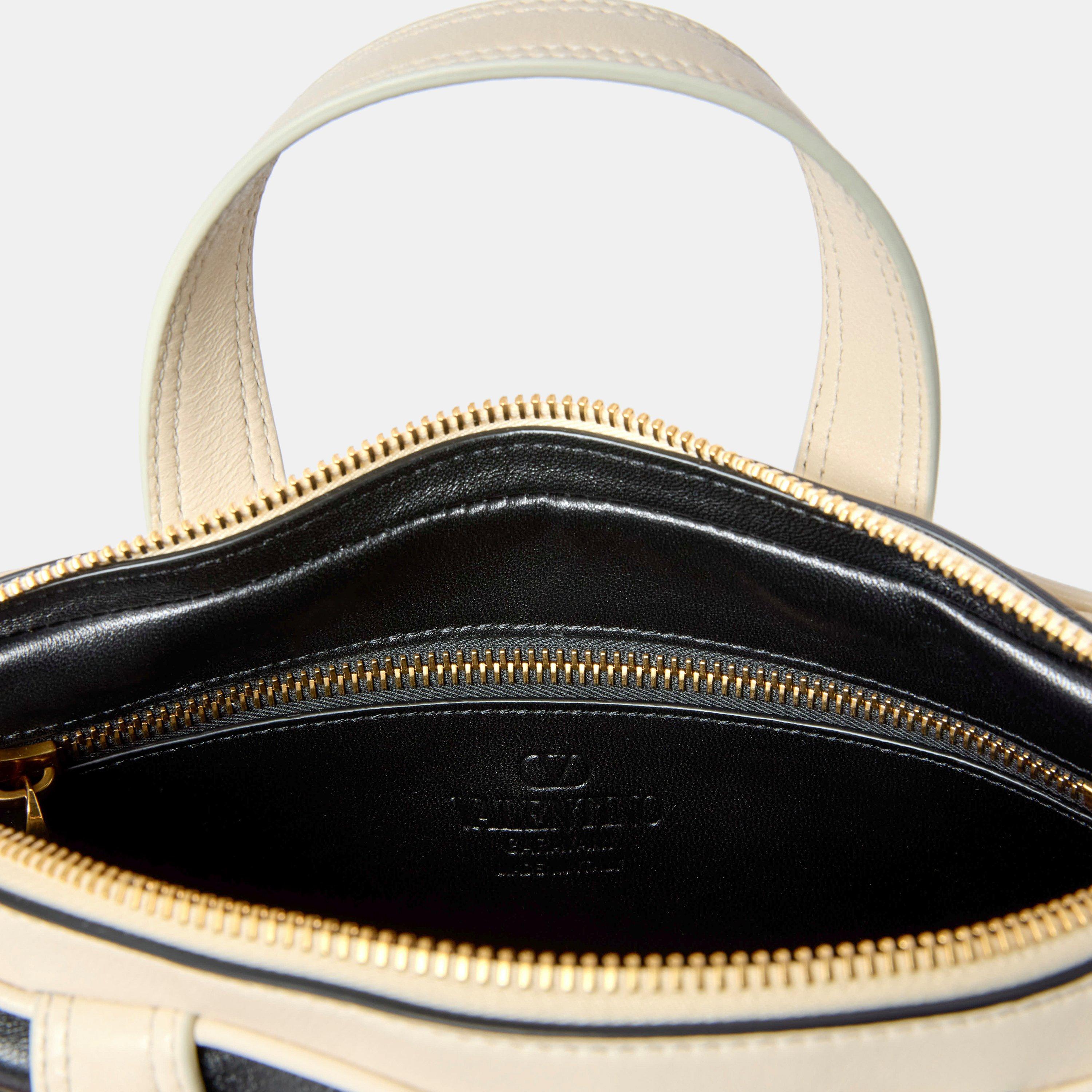 Butter/Nero - Valentino Garavani - Women's VG Superstar Top Handle Bag - 5