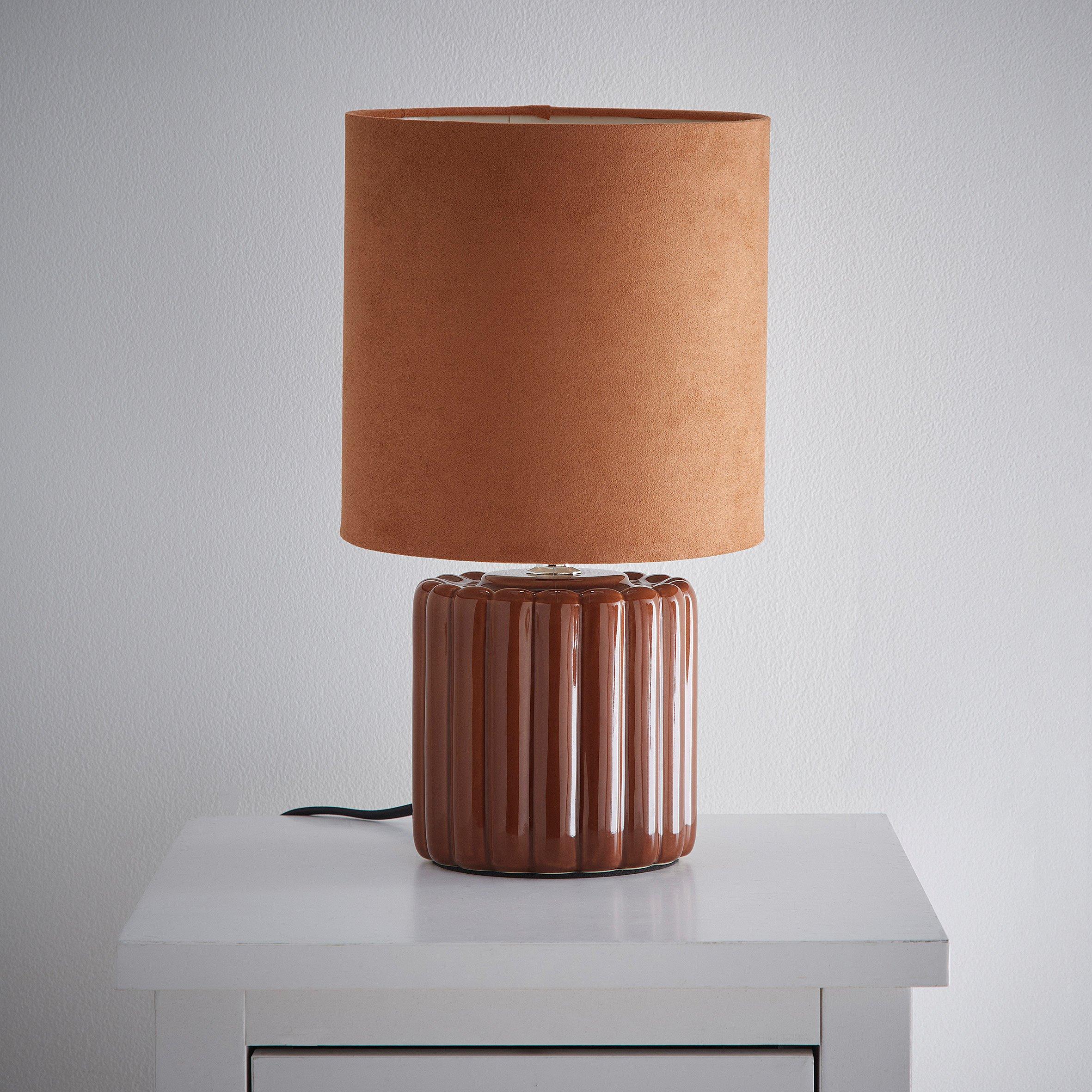 K Living  Zoe Ceramic Table Lamp With Matching Velvet Brown