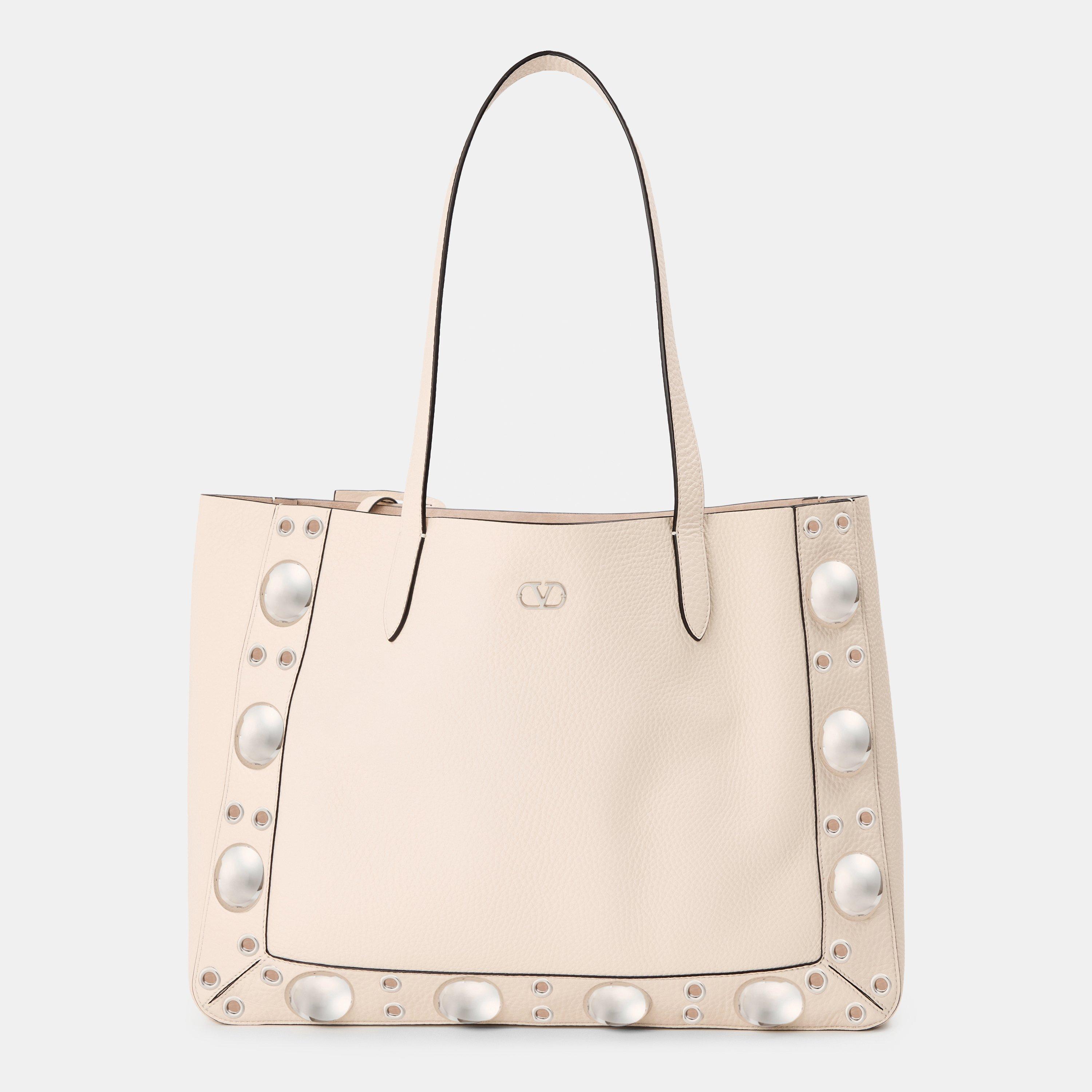 Light Ivory - Valentino Garavani - Women's Nellcote Leather Tote Bag - 1
