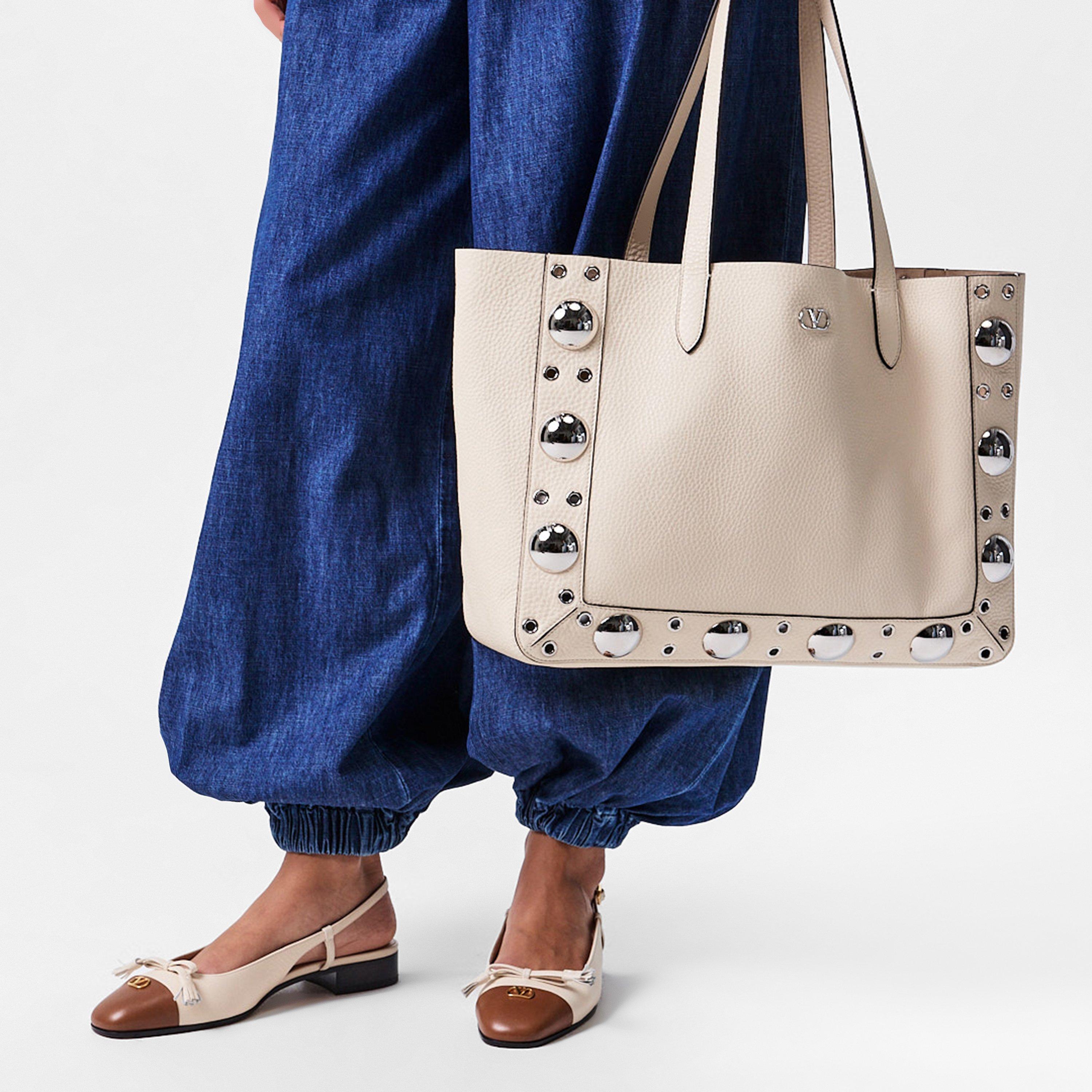 Light Ivory - Valentino Garavani - Women's Nellcote Leather Tote Bag - 3