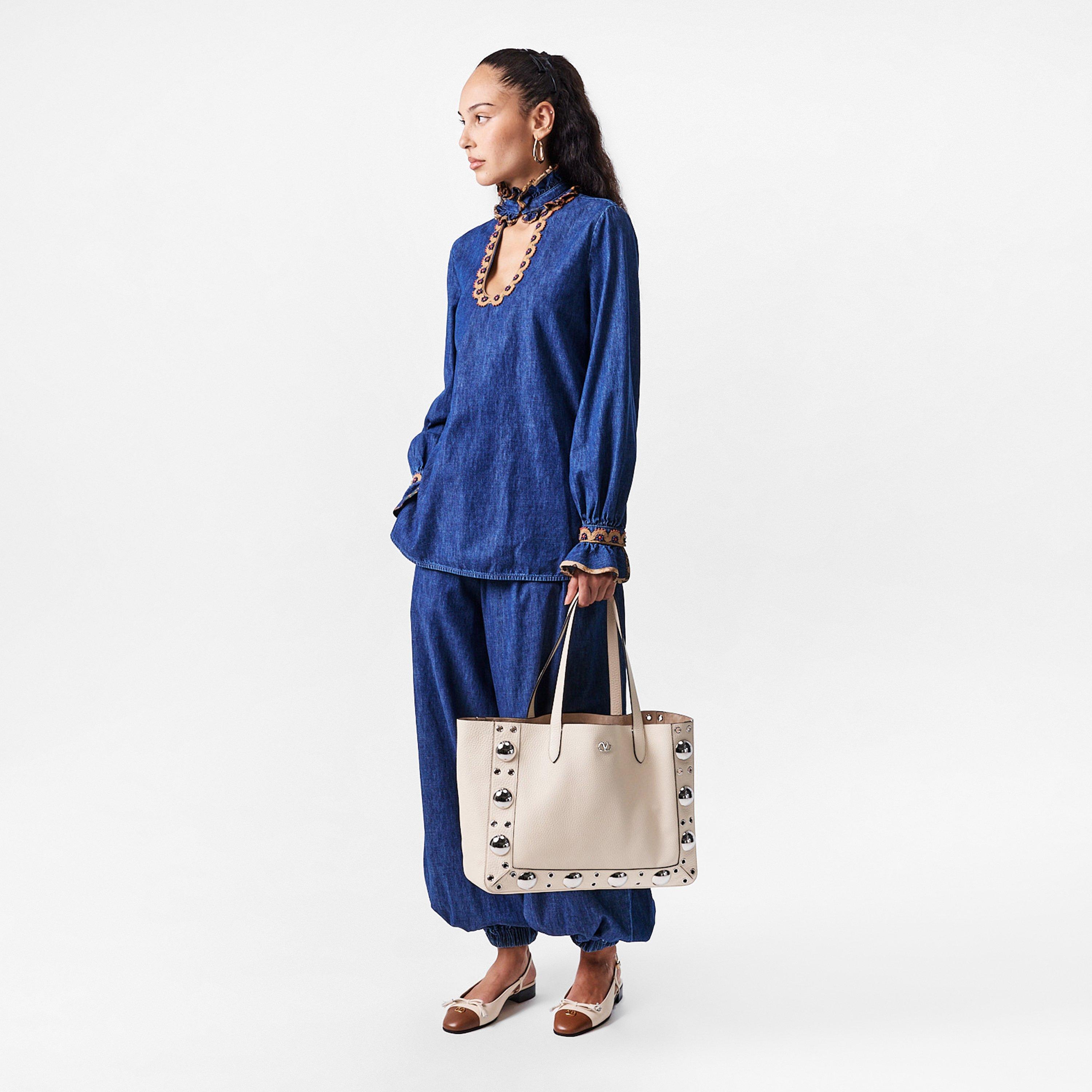 Light Ivory - Valentino Garavani - Women's Nellcote Leather Tote Bag - 6