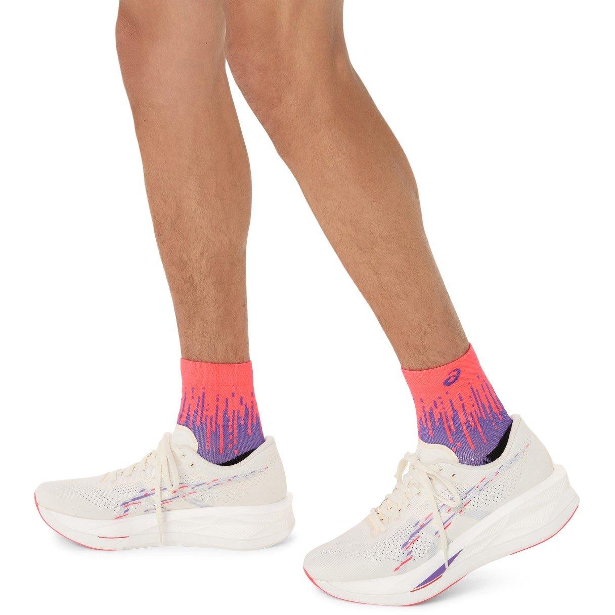 Flsh Red/Edo Pr - Asics - Running Quarter Socks - 7