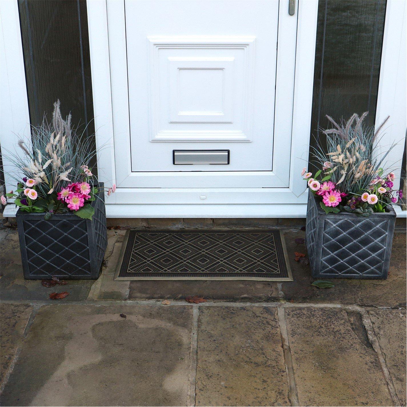 Gold - JVL - Havana Diamond Rubber Pin Doormat - 1