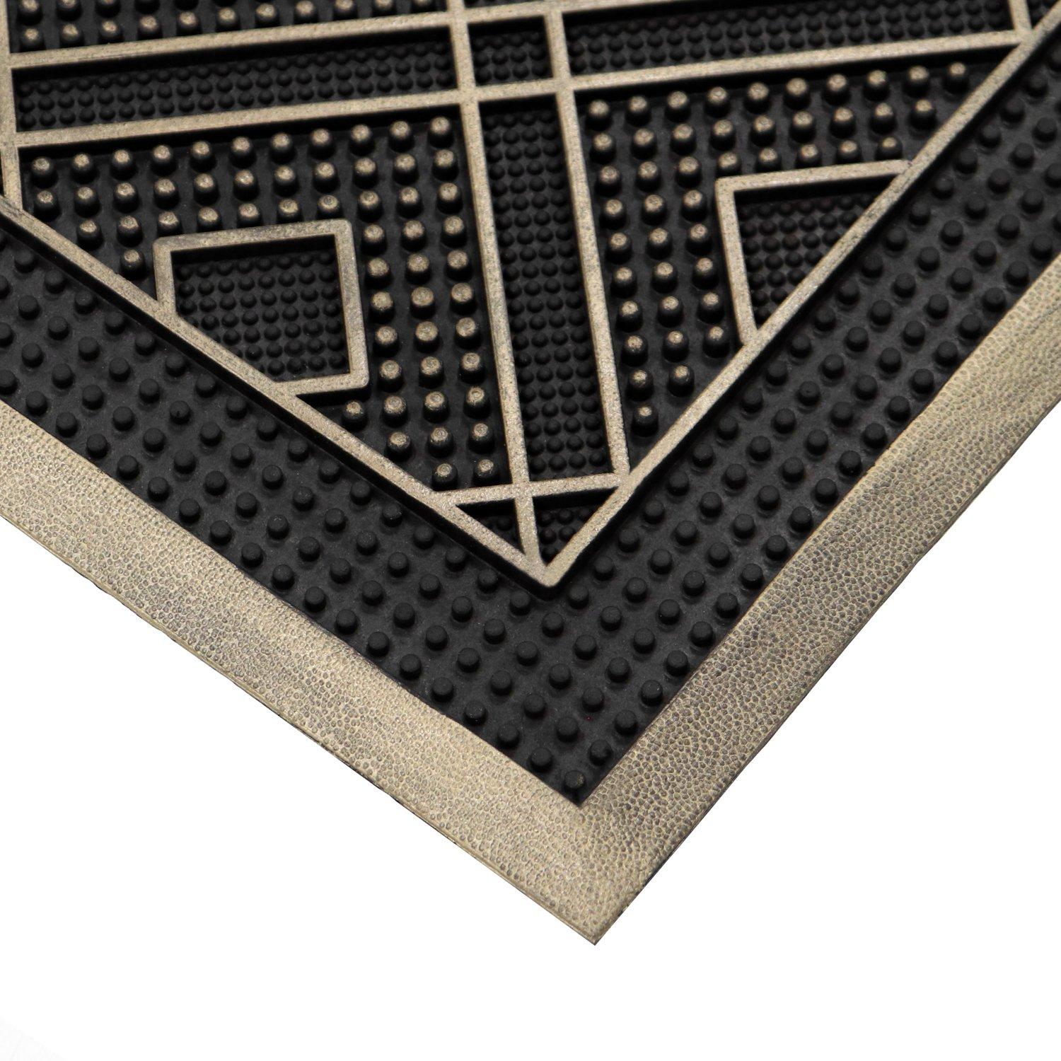 Gold - JVL - Havana Diamond Rubber Pin Doormat - 2