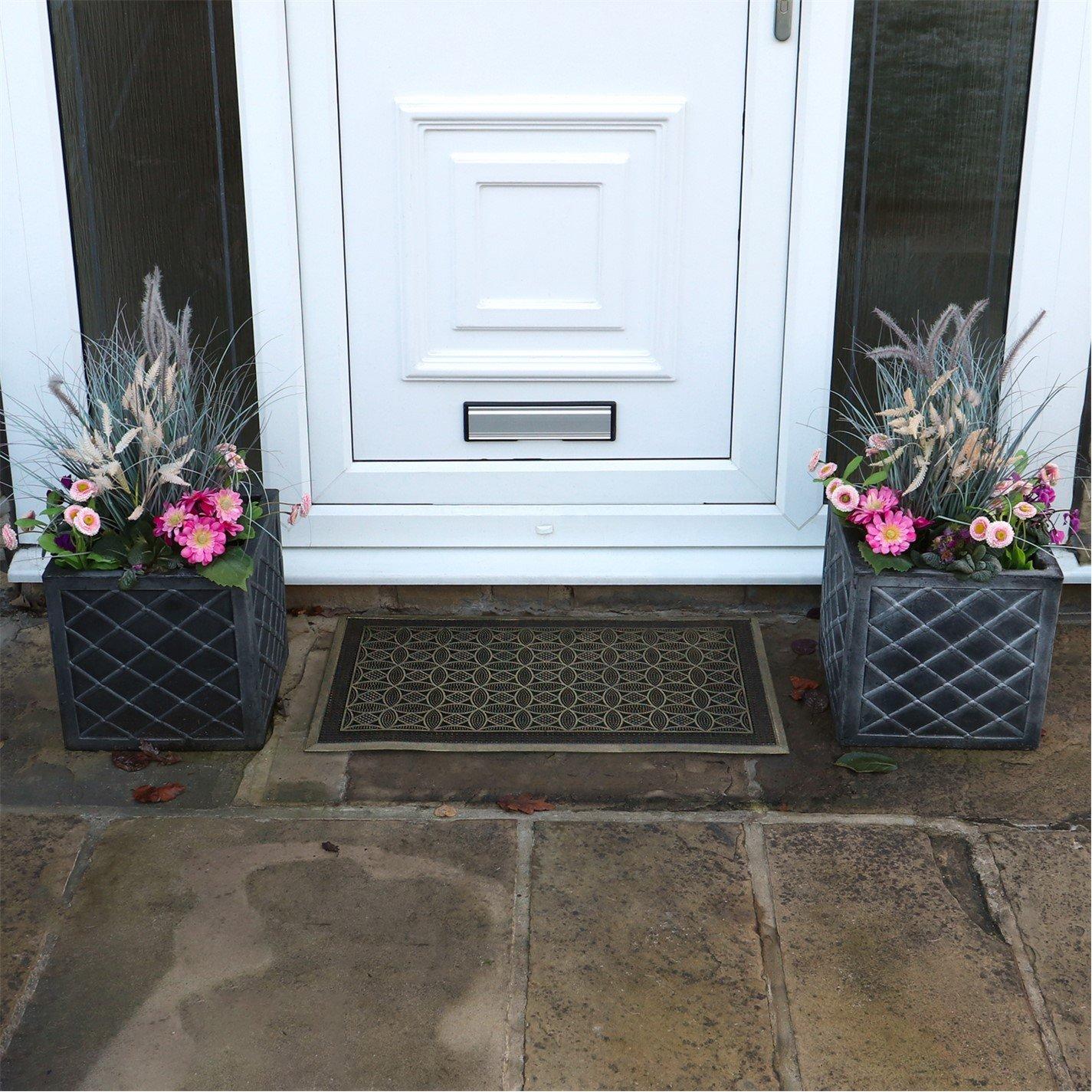 Gold - JVL - Havana Circles Rubber Pin Doormat - 1