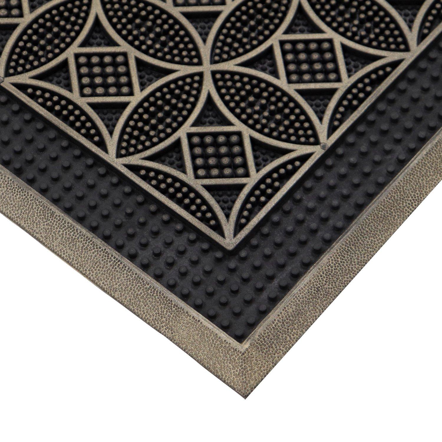 Gold - JVL - Havana Circles Rubber Pin Doormat - 2