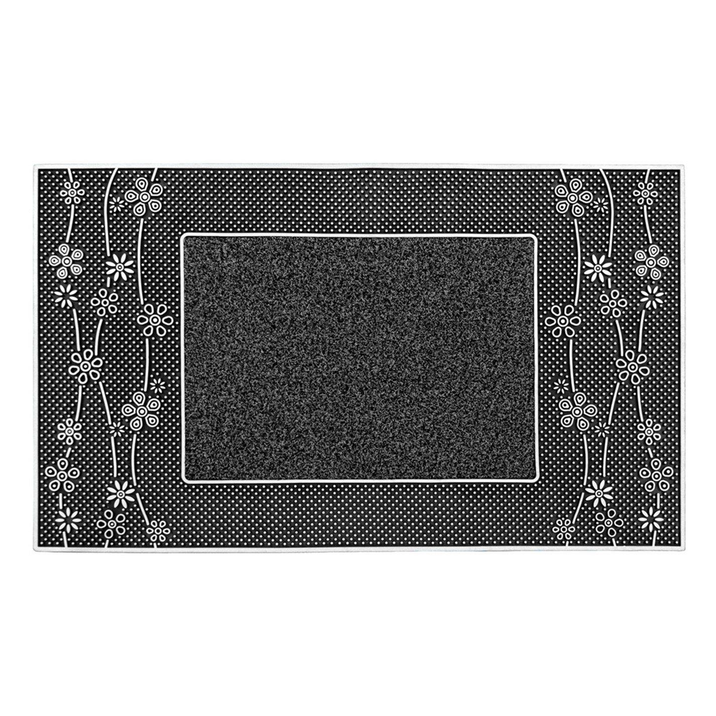 Silver - JVL - Daisy Metallic Silver PVC Pin Doormat - 1