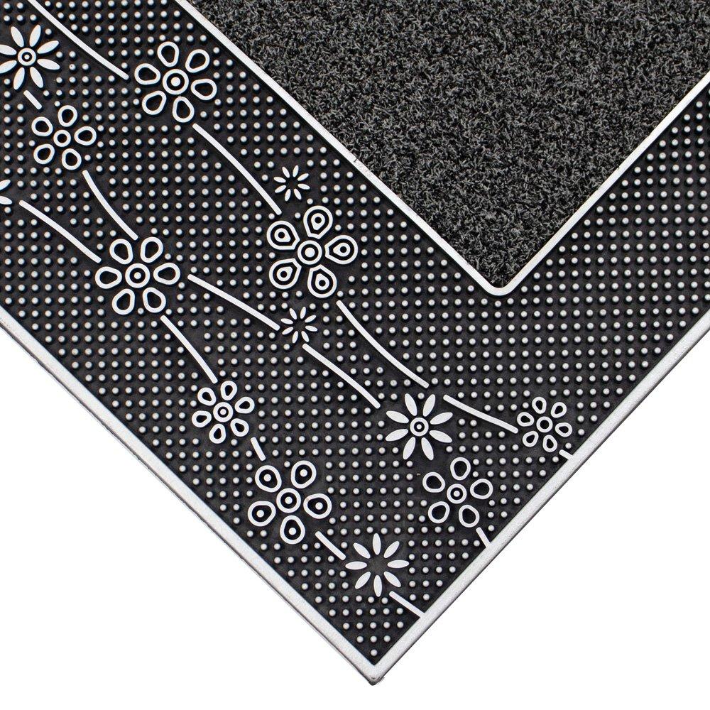 Silver - JVL - Daisy Metallic Silver PVC Pin Doormat - 2