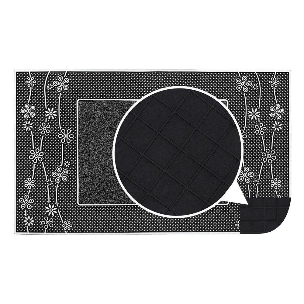 Silver - JVL - Daisy Metallic Silver PVC Pin Doormat - 5