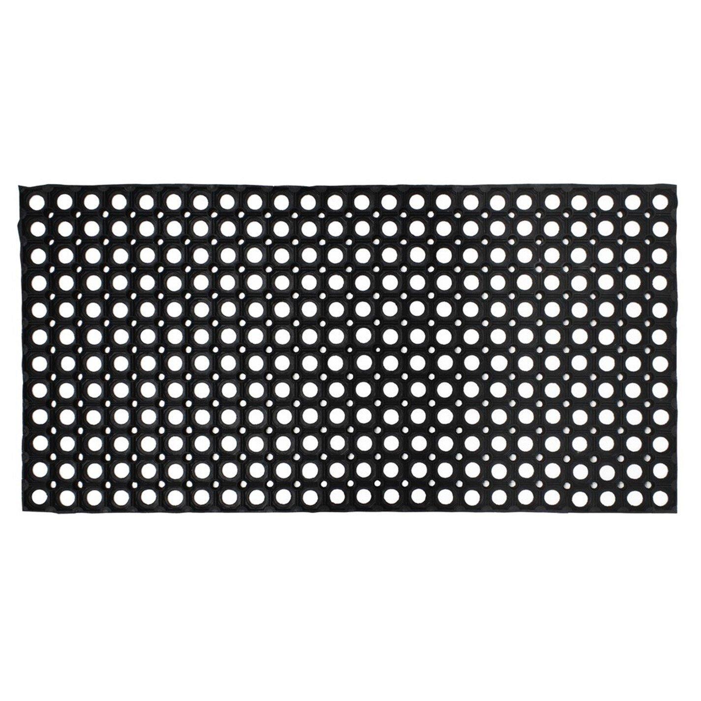 Black - JVL - Rondo Rubber Ring Wide Doormat - 1