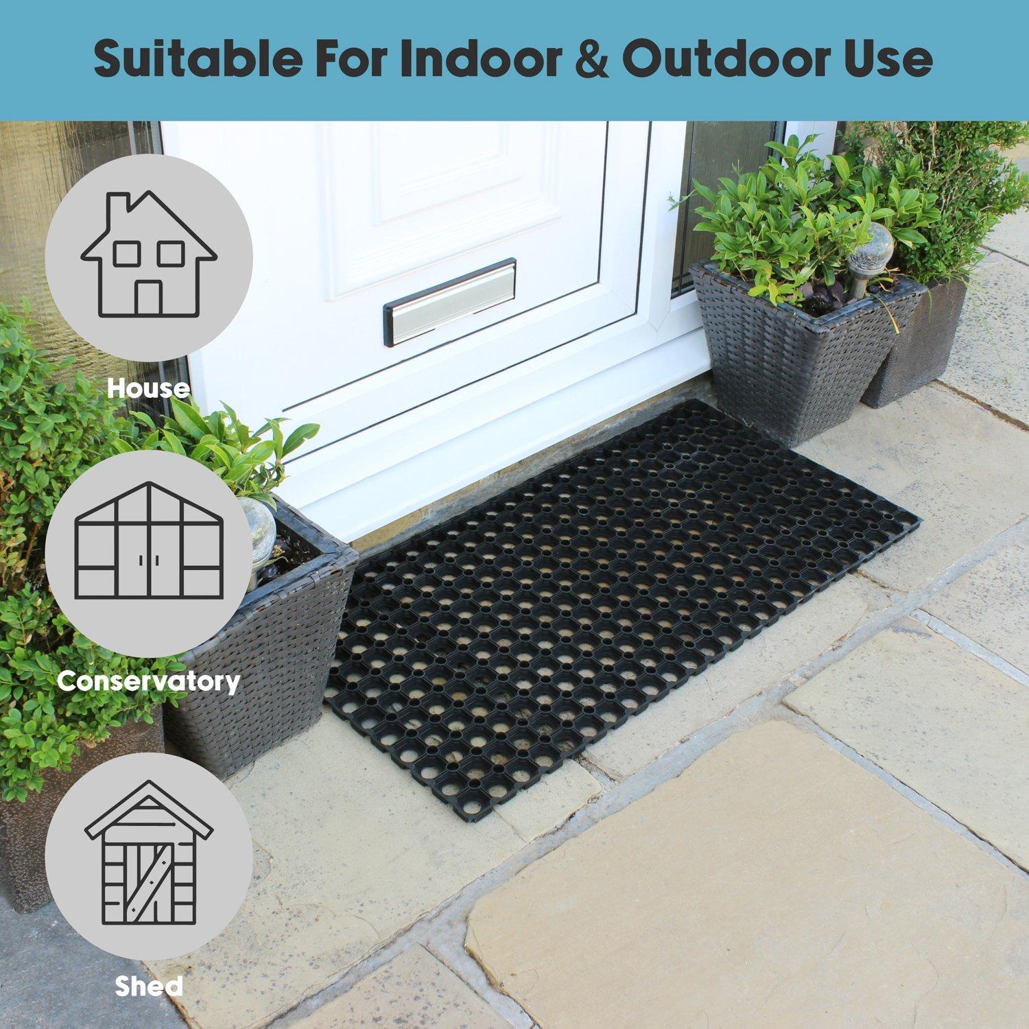 Black - JVL - Rondo Rubber Ring Wide Doormat - 4