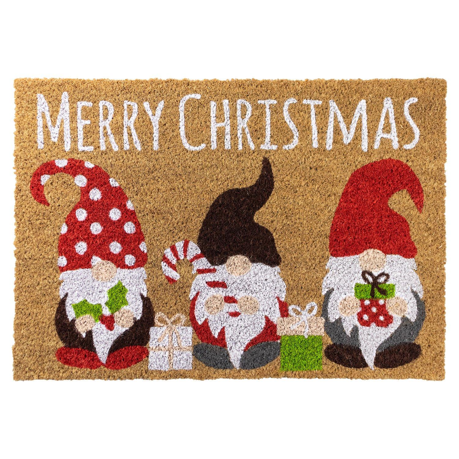 Multi - JVL - Gonks Latex Backed Christmas Coir Doormat - 1