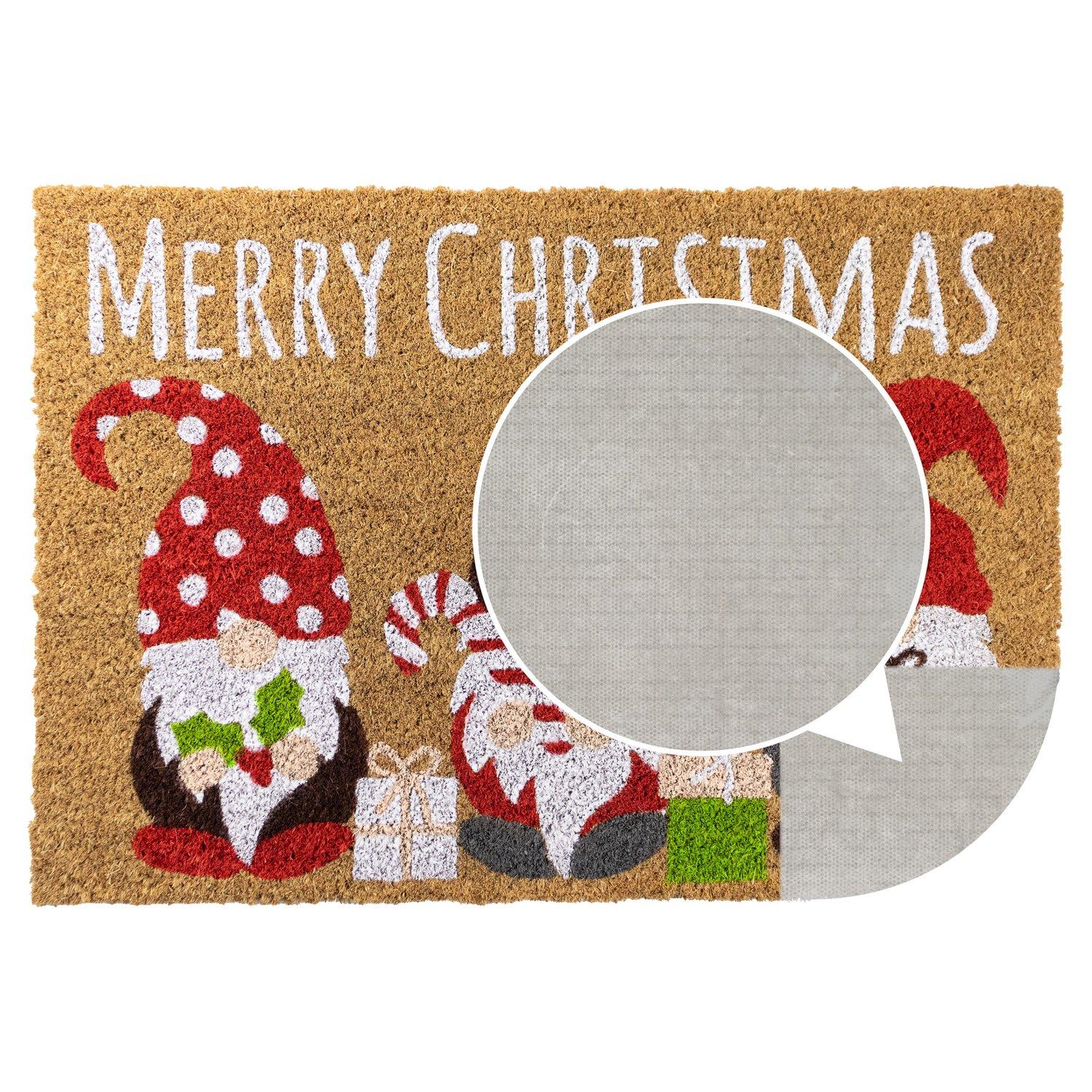Multi - JVL - Gonks Latex Backed Christmas Coir Doormat - 5