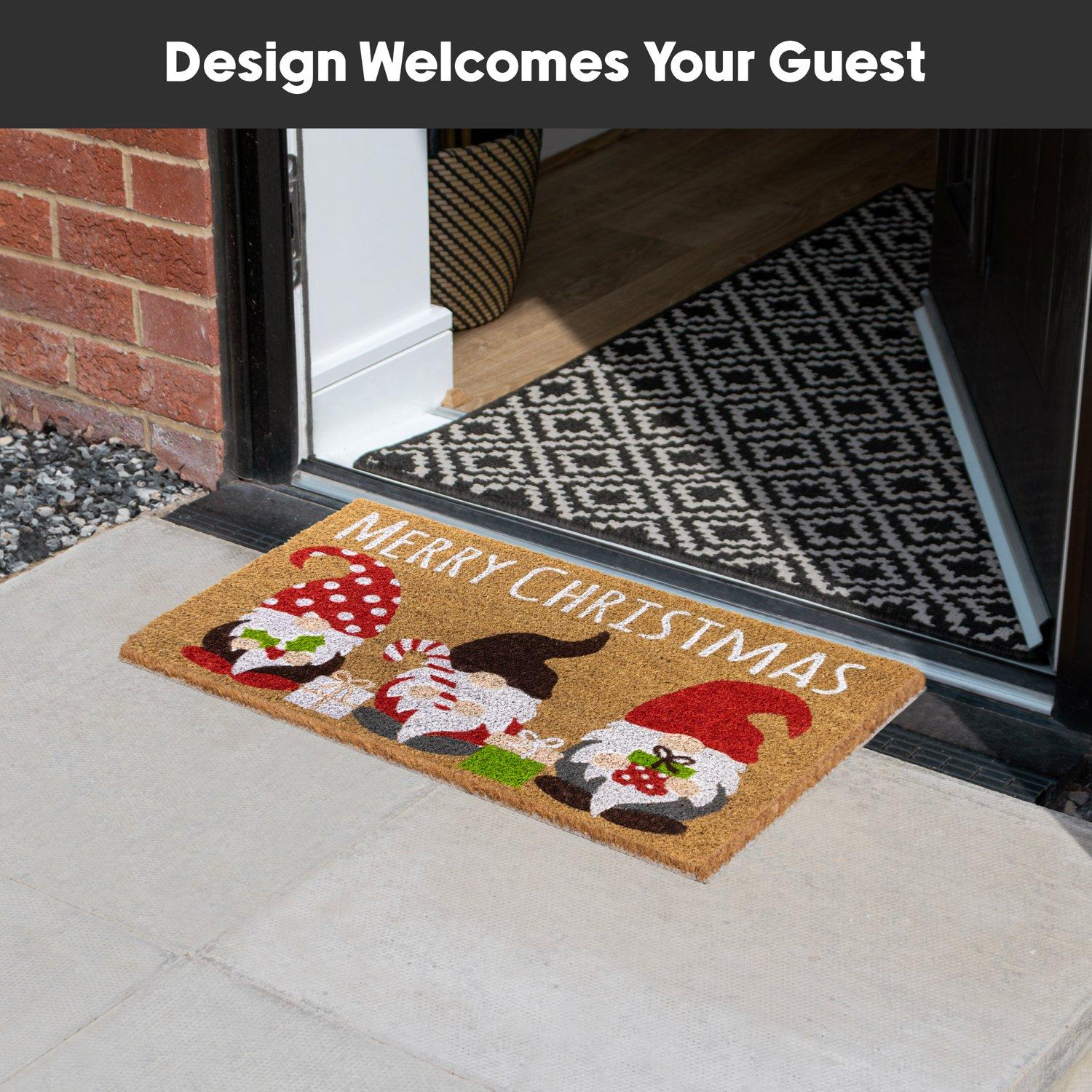 Multi - JVL - Gonks Latex Backed Christmas Coir Doormat - 6