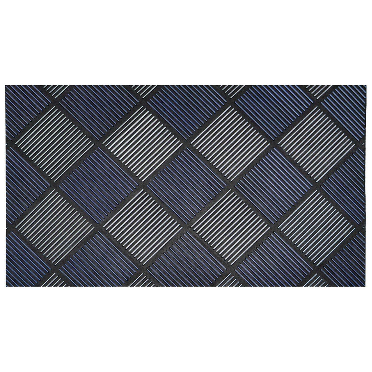 Jvl  Platina Silver/ Rubber Reversible Doormat Blue - 40 x 70 cm