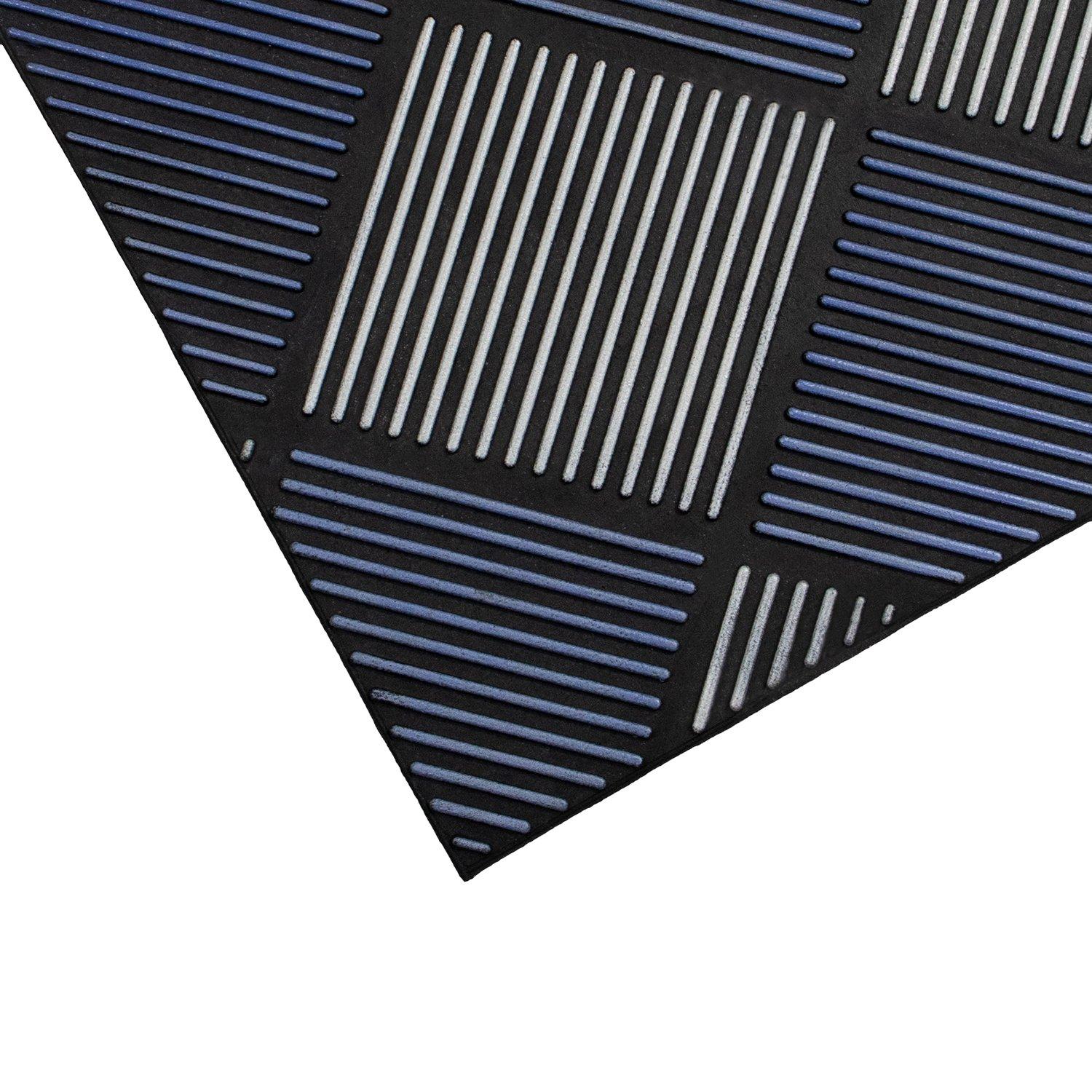 Blue - JVL - Platina Silver/Blue Rubber Reversible Doormat - 2