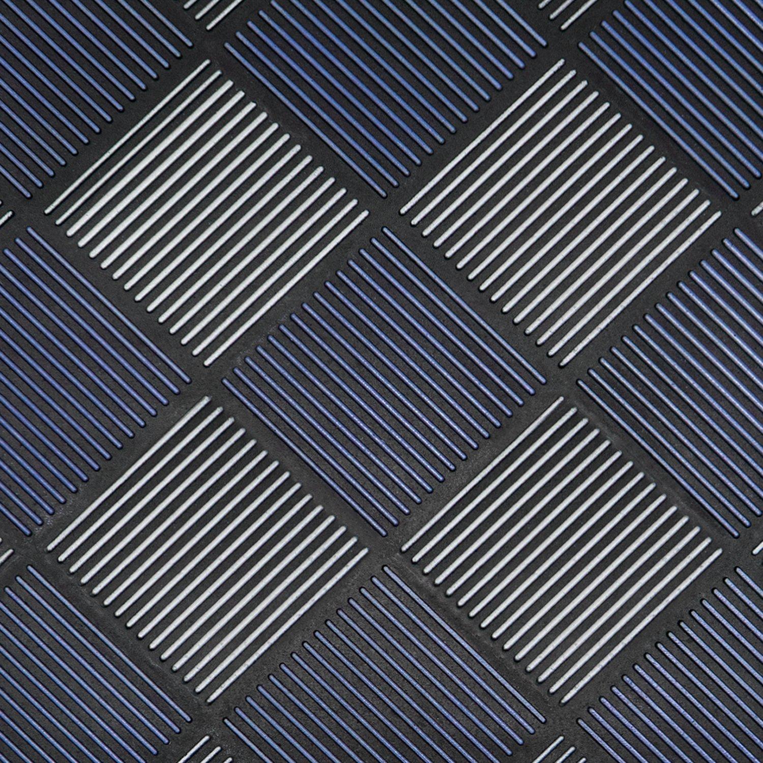 Blue - JVL - Platina Silver/Blue Rubber Reversible Doormat - 3