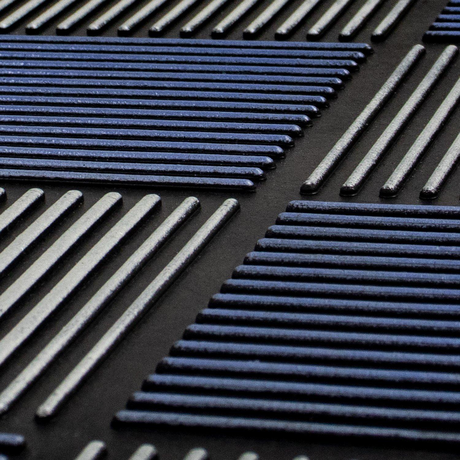 Blue - JVL - Platina Silver/Blue Rubber Reversible Doormat - 4