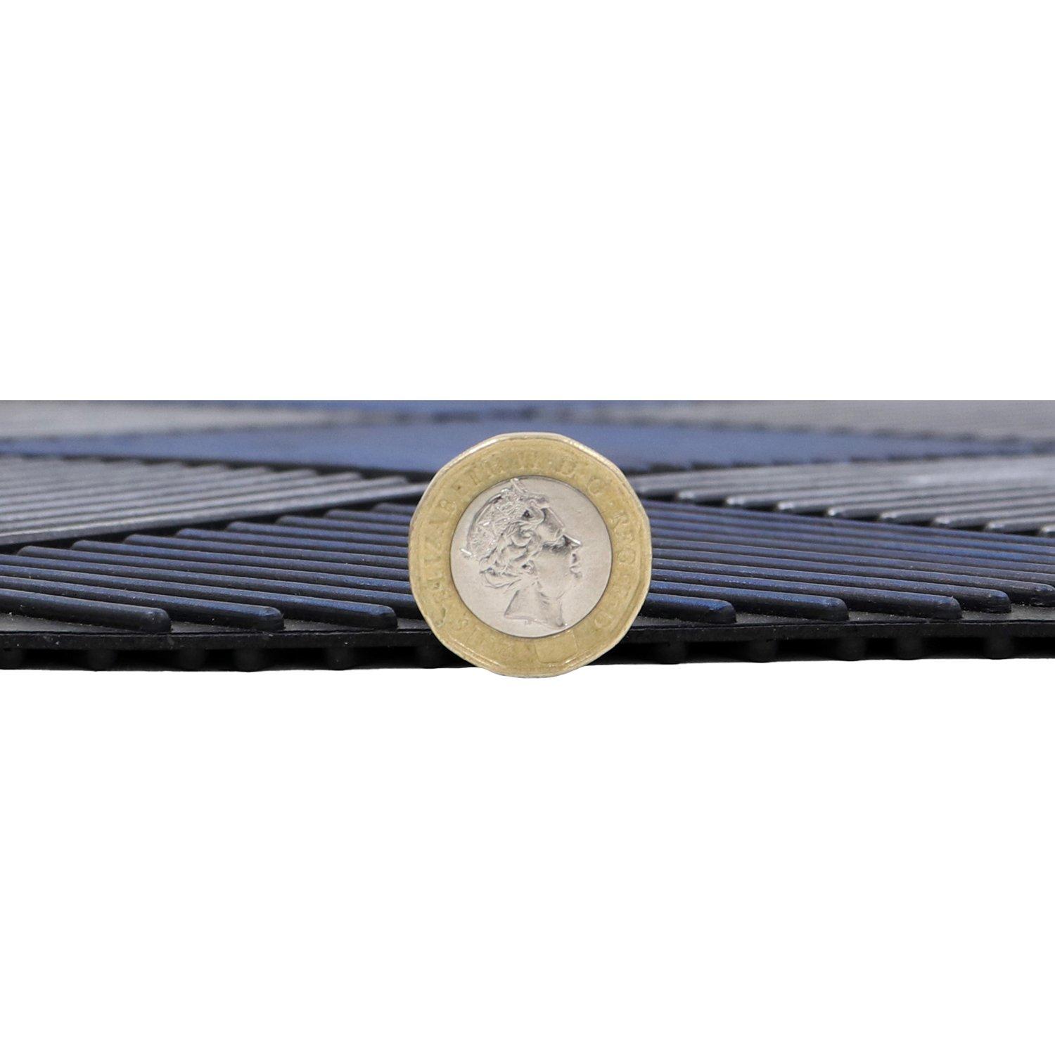 Blue - JVL - Platina Silver/Blue Rubber Reversible Doormat - 5