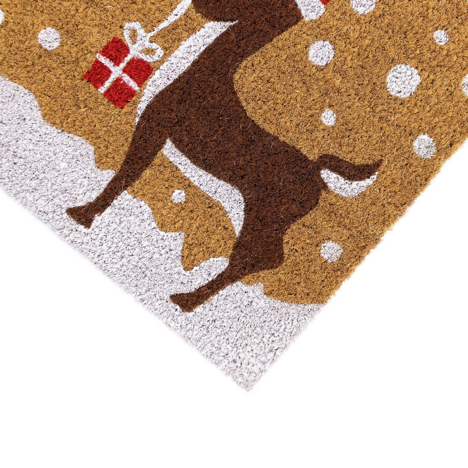 Multi - JVL - Reindeers Latex Backed Christmas Coir Doormat - 2
