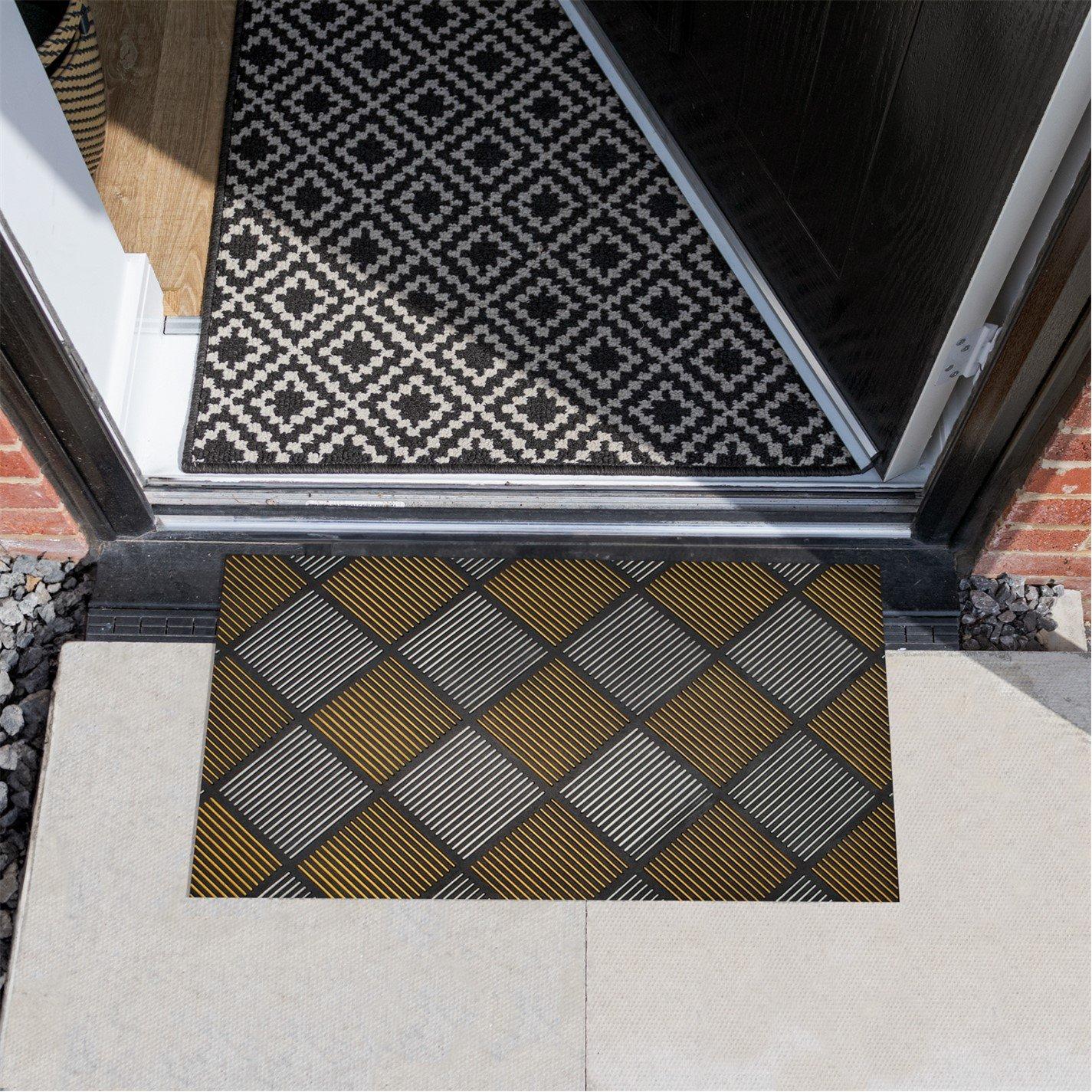 Gold - JVL - Platina Silver/Gold Rubber Reversible Doormat - 1