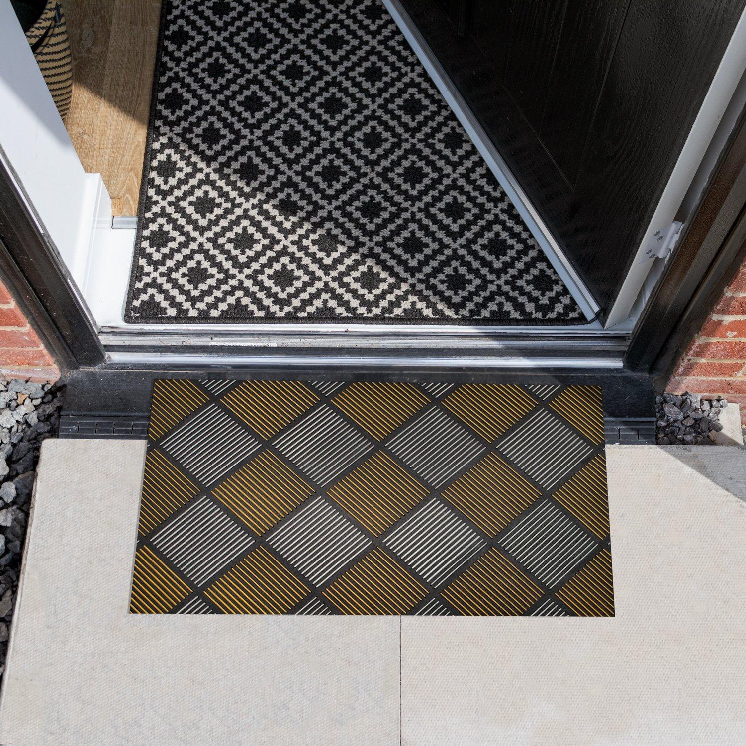 Gold - JVL - Platina Silver/Gold Rubber Reversible Doormat - 7