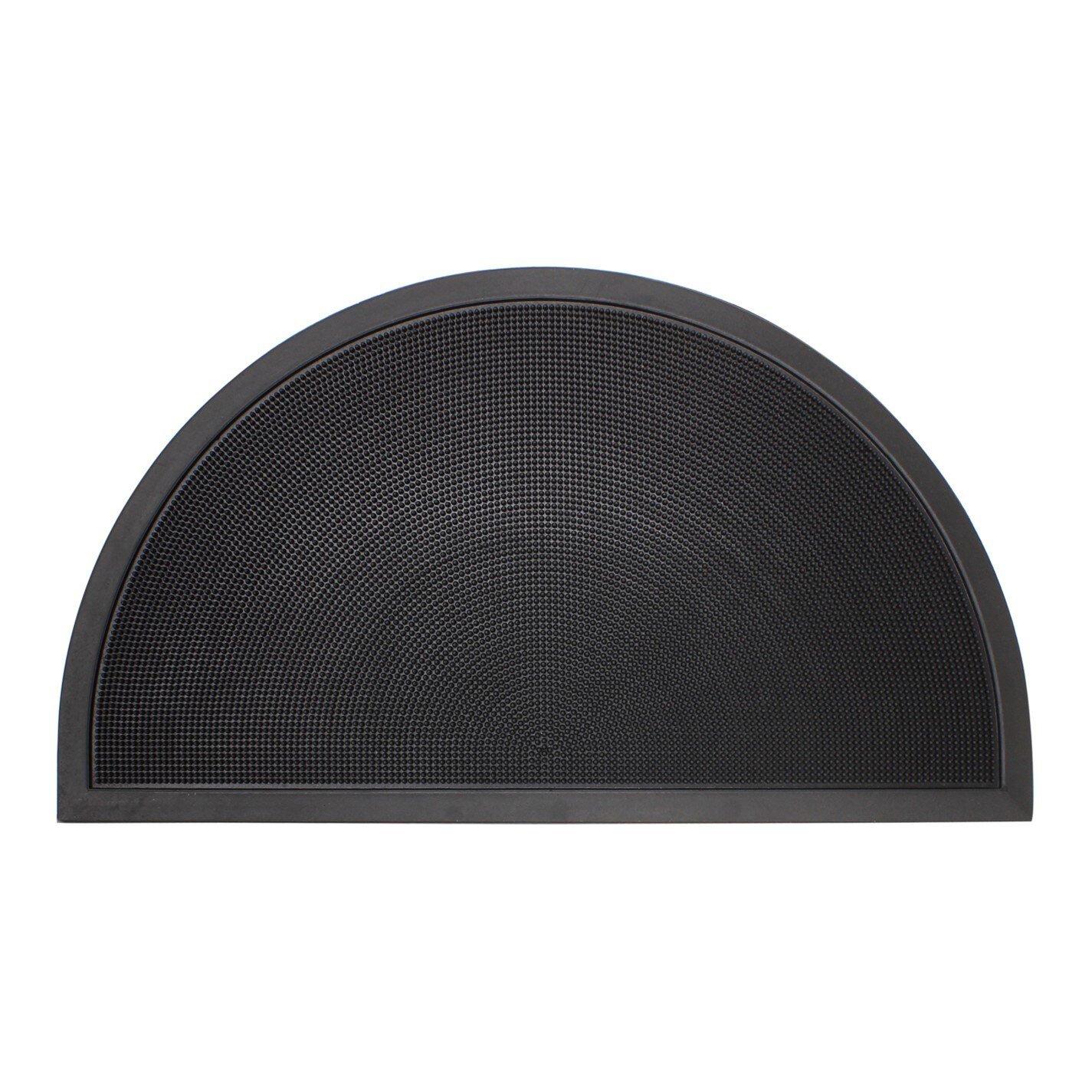 Black - JVL - Sesia Half Moon Rubber Scraper Doormat - 1