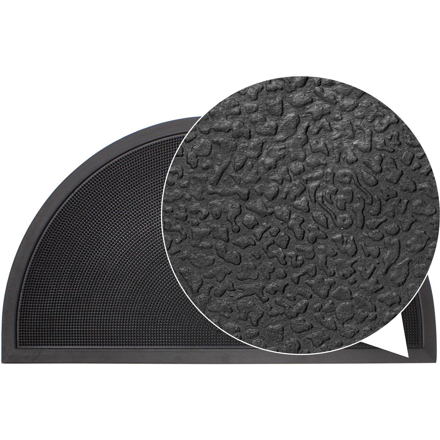 Black - JVL - Sesia Half Moon Rubber Scraper Doormat - 4