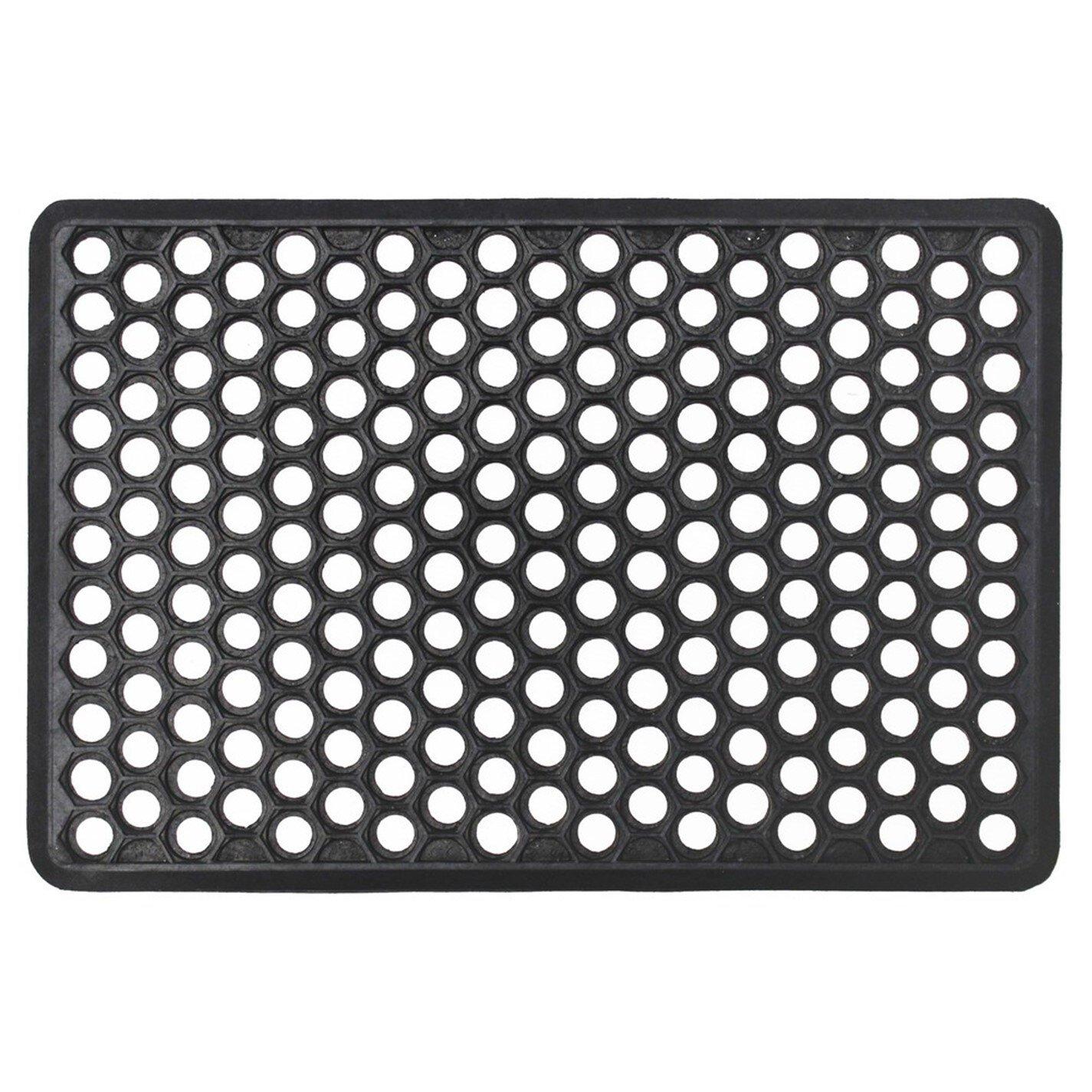 Black - JVL - Honeycomb Rubber Doormat - 1