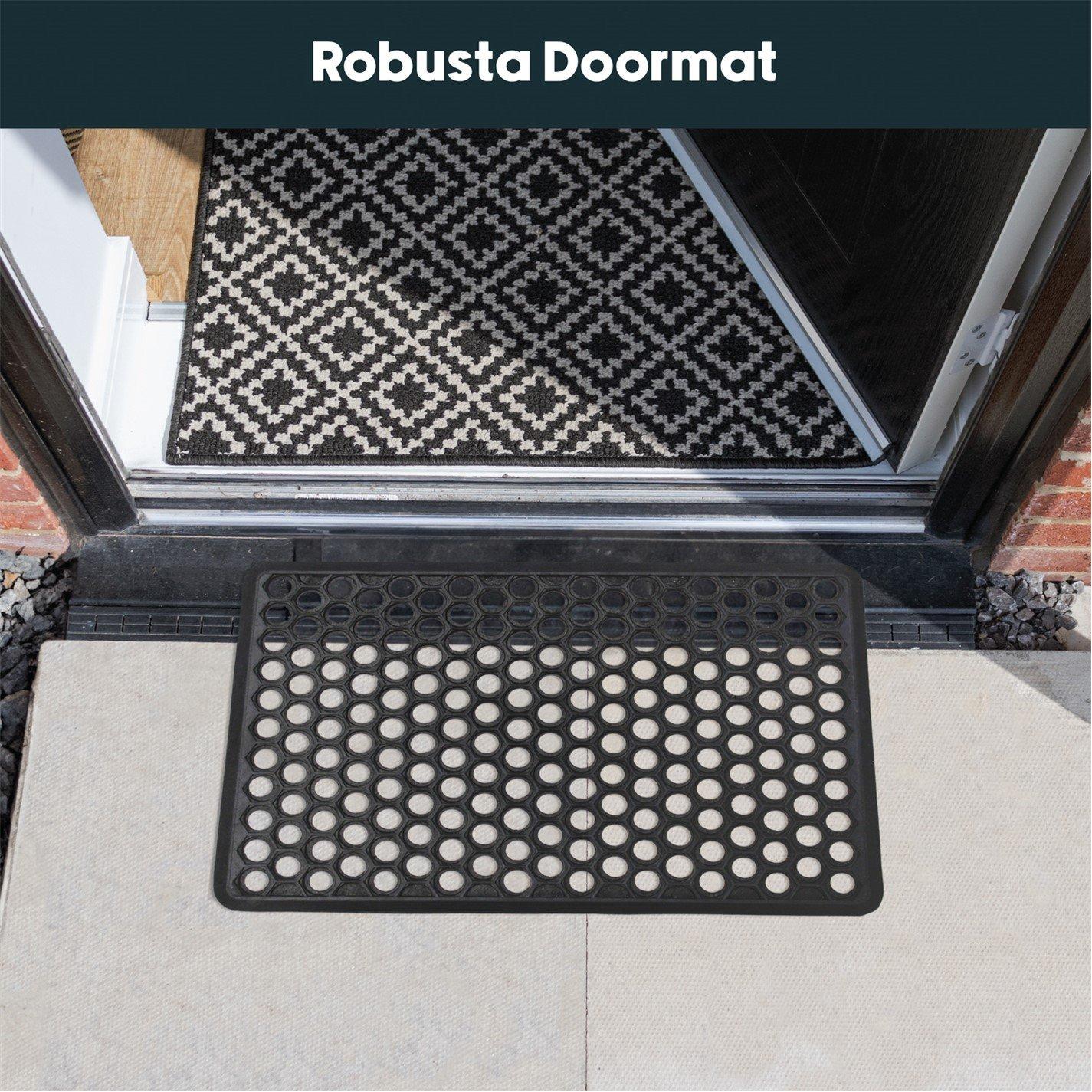 Black - JVL - Honeycomb Rubber Doormat - 1