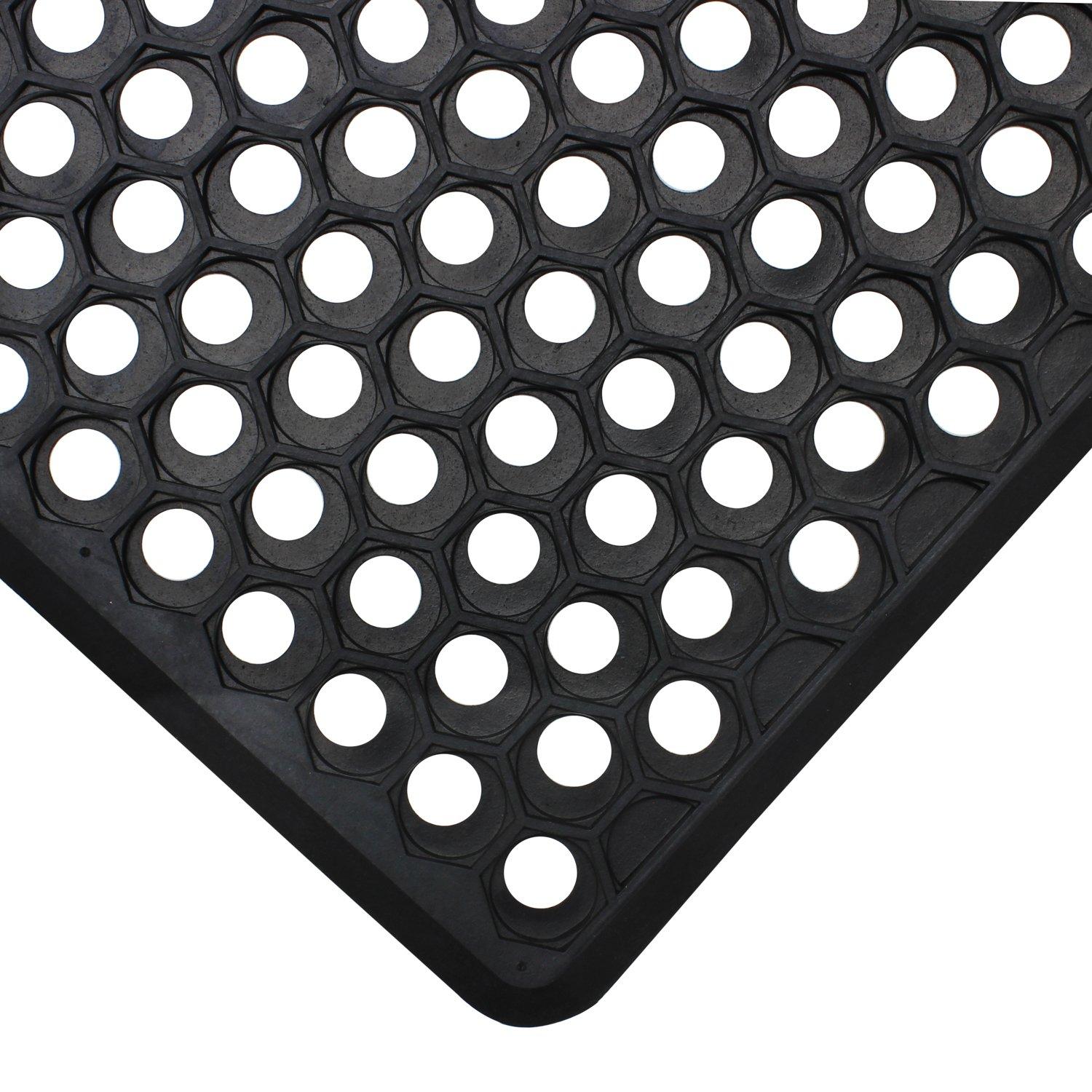 Black - JVL - Honeycomb Rubber Doormat - 2