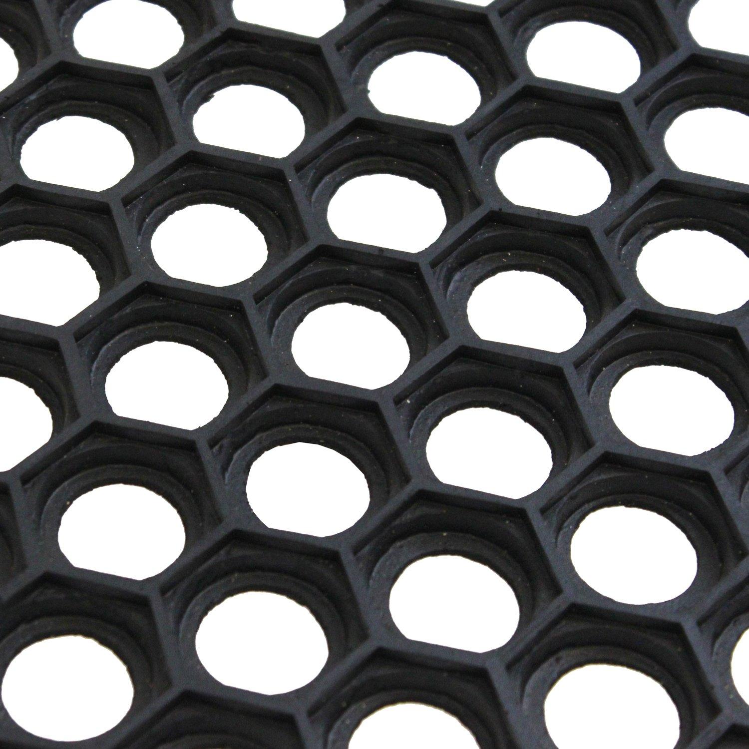 Black - JVL - Honeycomb Rubber Doormat - 3
