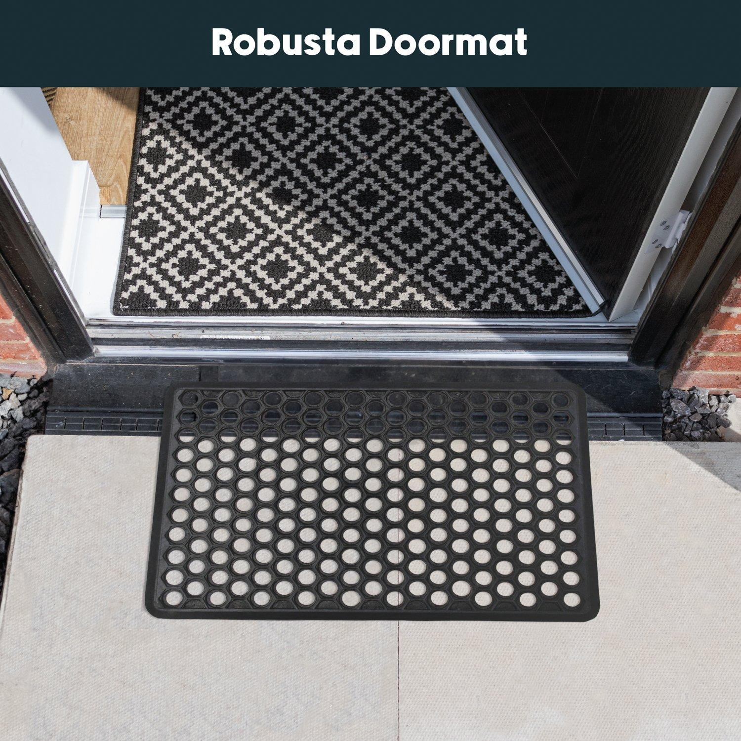 Black - JVL - Honeycomb Rubber Doormat - 4