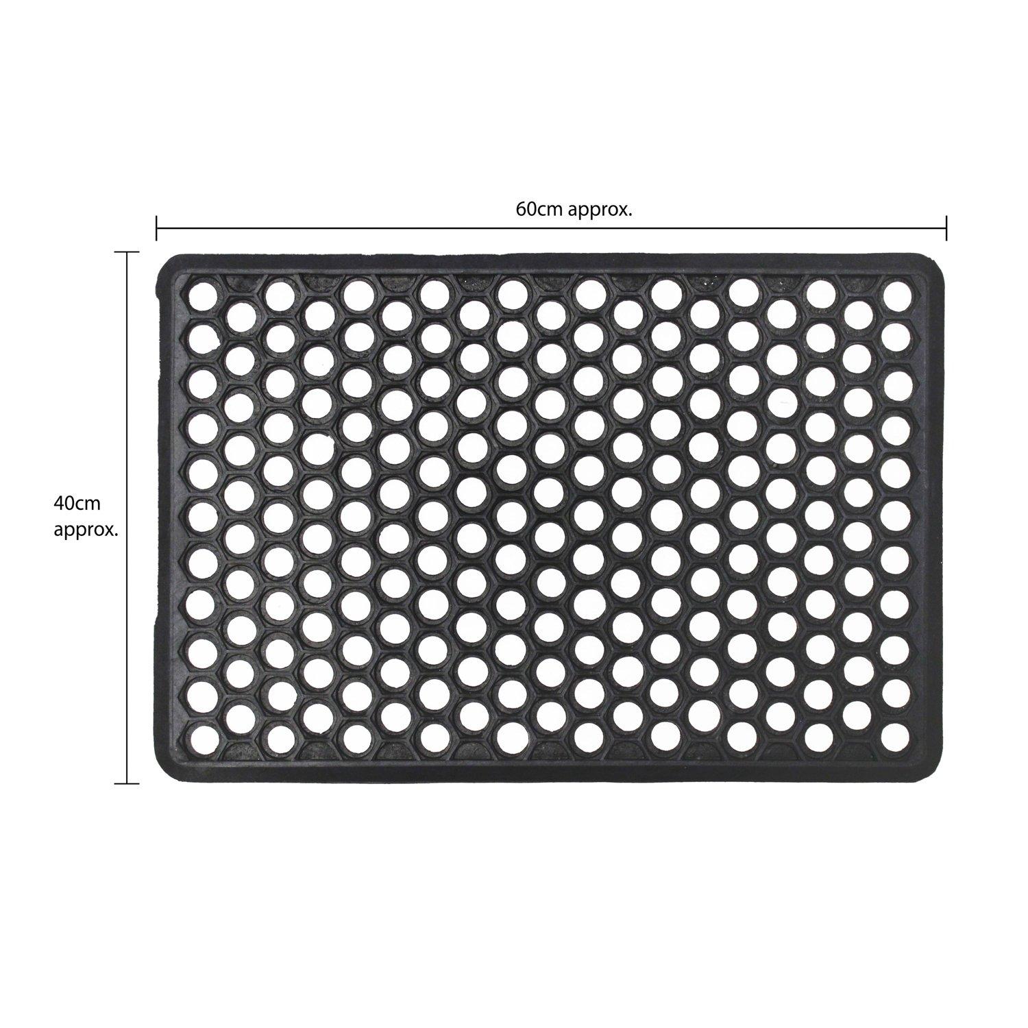 Black - JVL - Honeycomb Rubber Doormat - 5