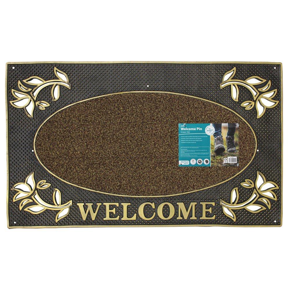 Gold - JVL - Metallic Gold Welcome PVC Scraper Doormat - 4