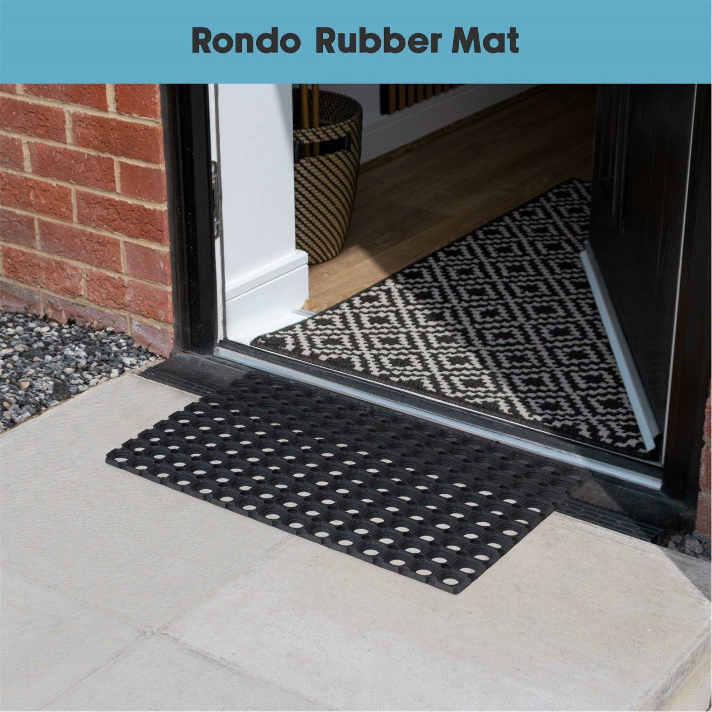 Black - JVL - Rondo Rubber Ring Doormat - 1
