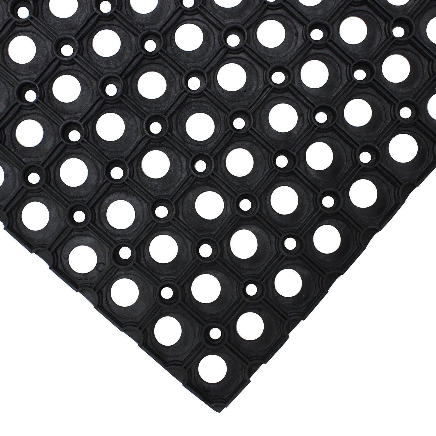 Black - JVL - Rondo Rubber Ring Doormat - 2