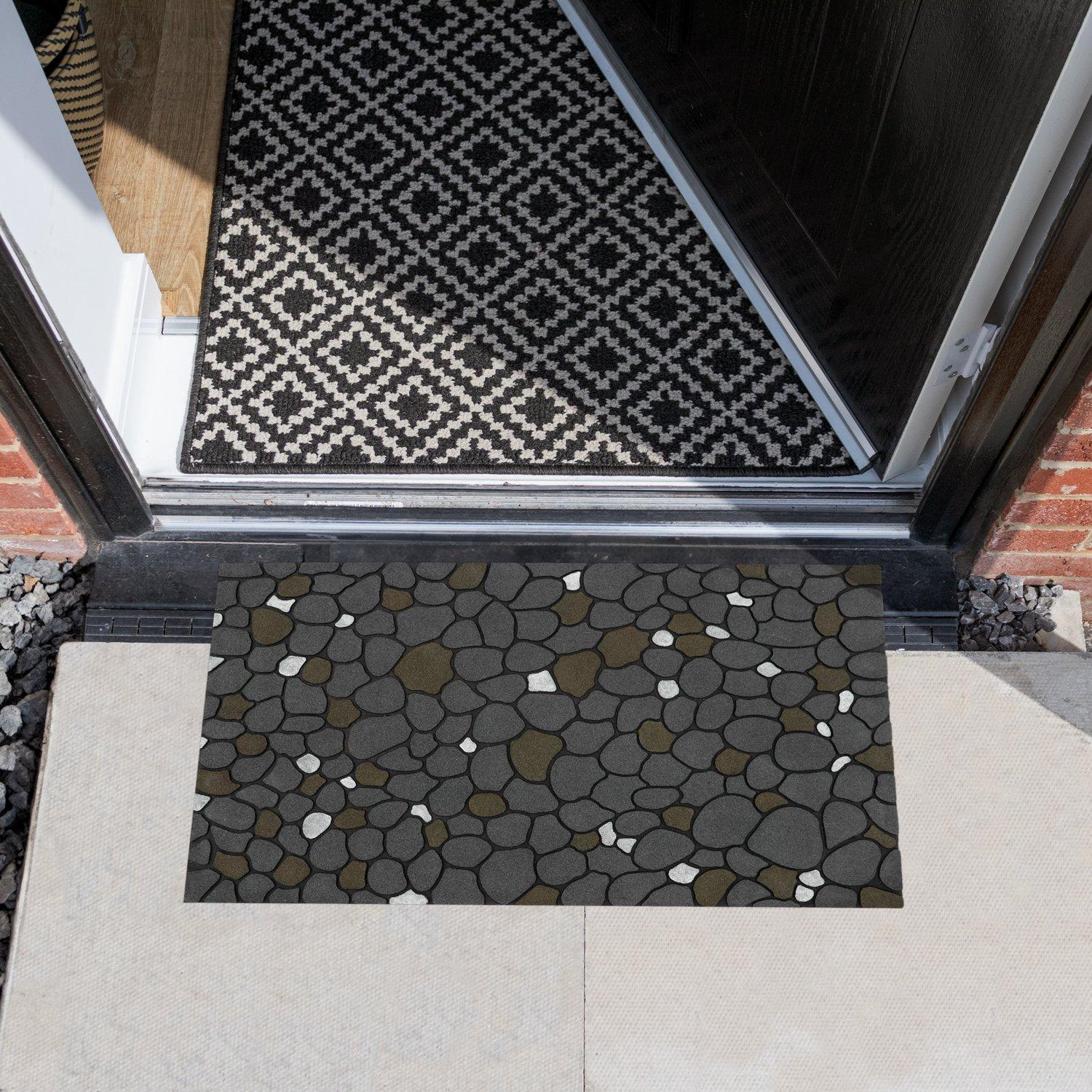 Grey - JVL - Canyon Rubber Scraper Doormat - 6