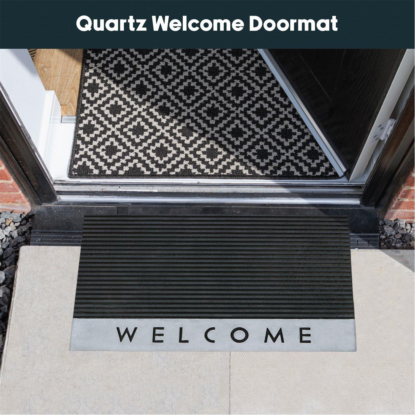 Grey - JVL - Quartz Welcome Rubber Doormat - 1