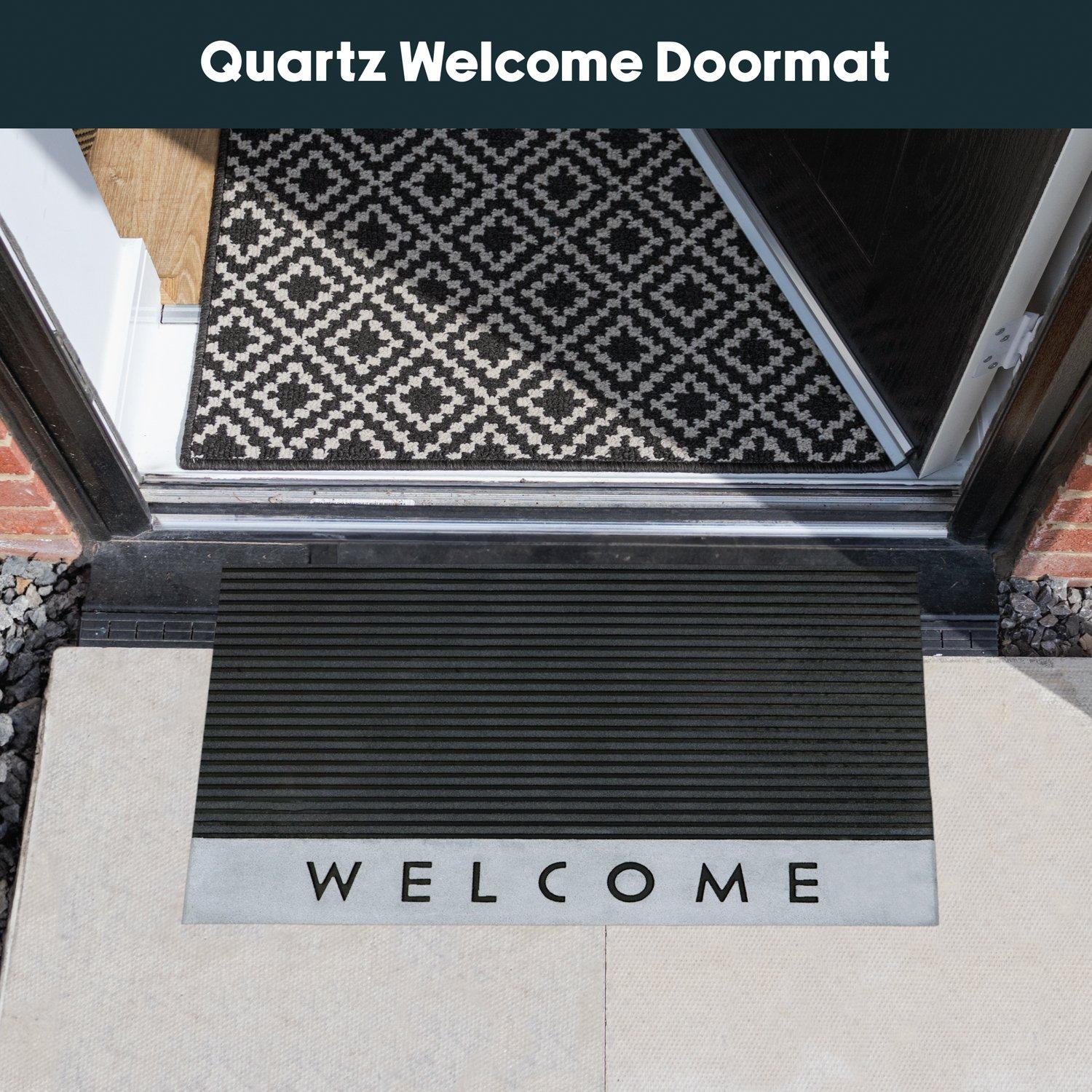 Grey - JVL - Quartz Welcome Rubber Doormat - 7