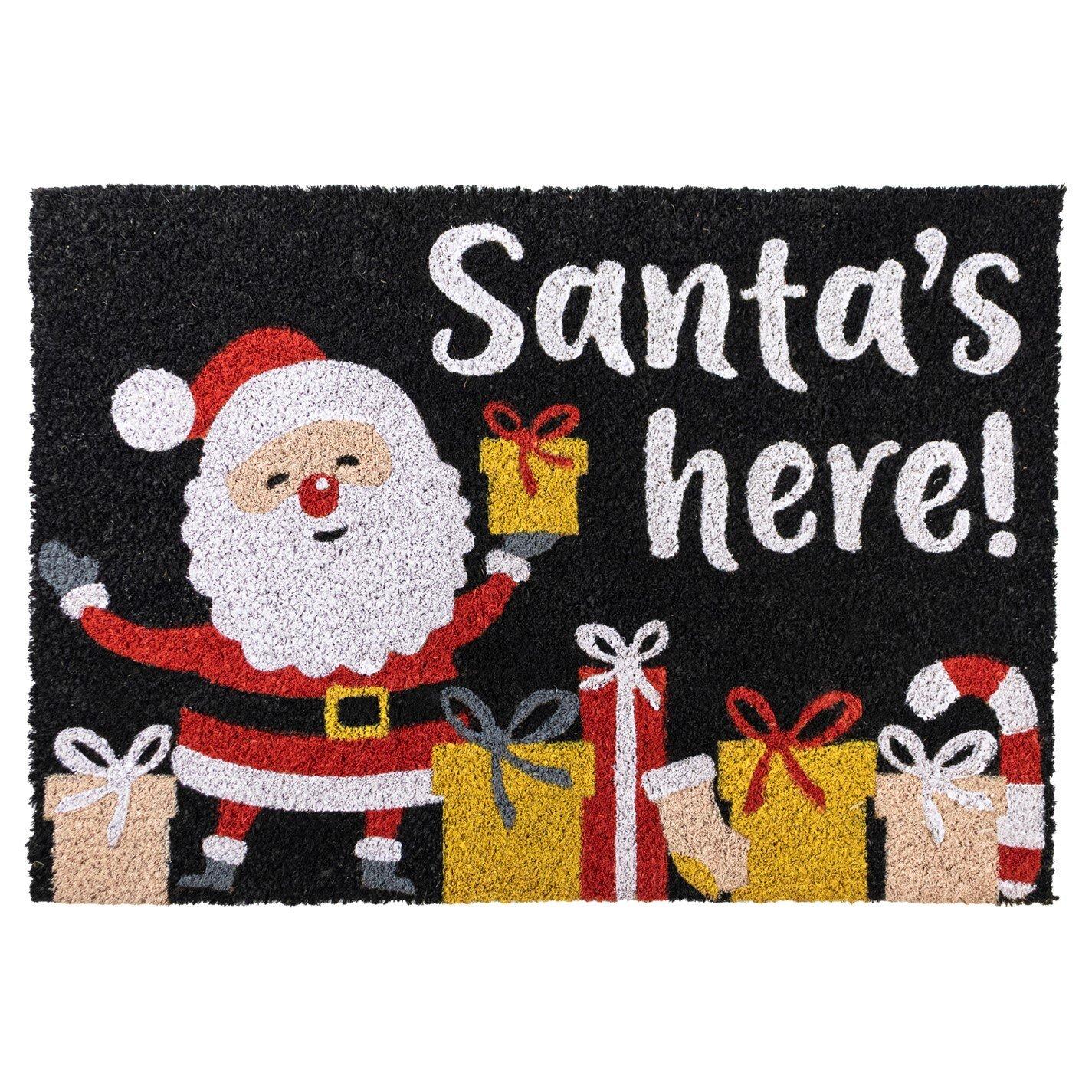 Multi - JVL - Santa Latex Backed Christmas Coir Doormat - 1
