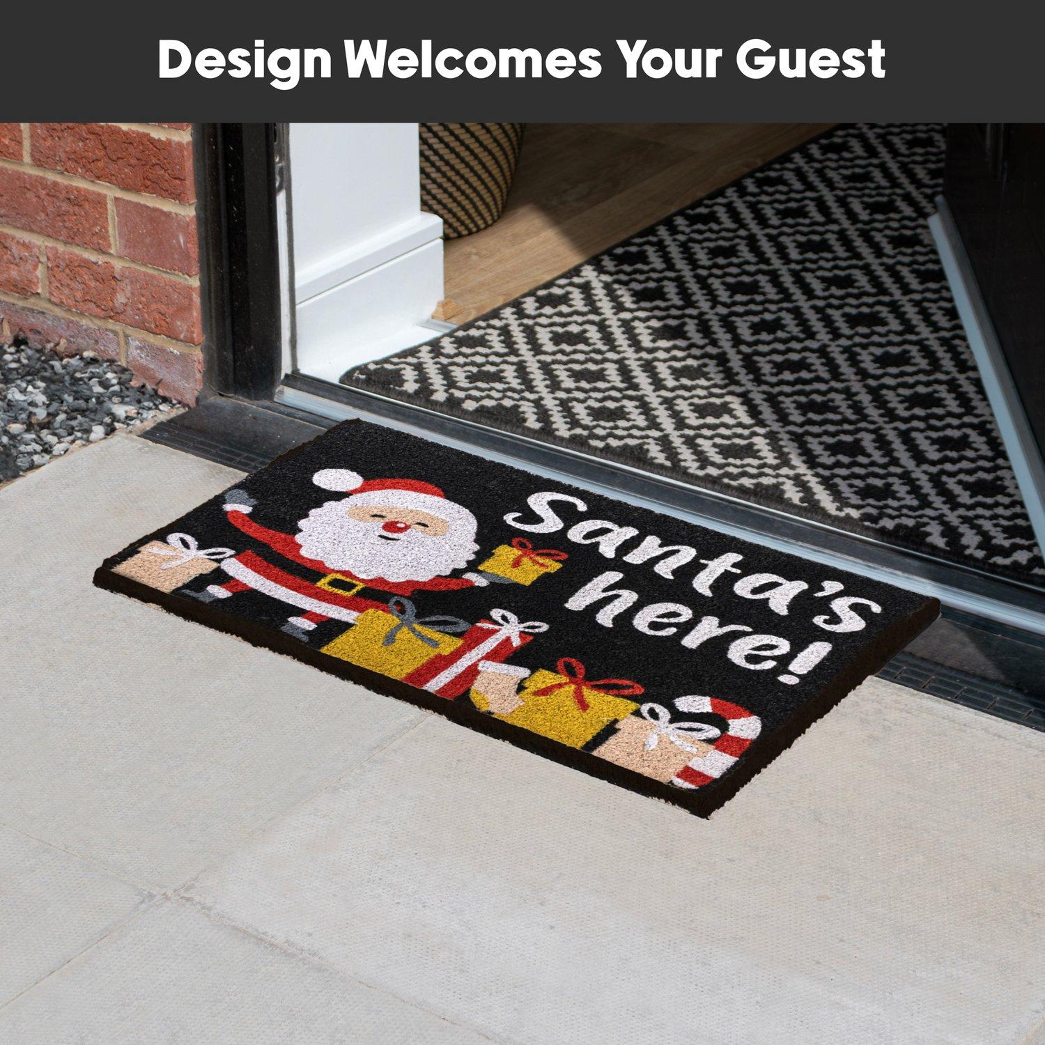 Multi - JVL - Santa Latex Backed Christmas Coir Doormat - 6