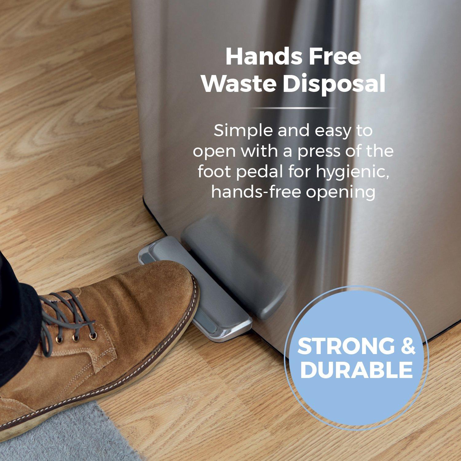 Stainless Steel - Tower - 40L Rectangular Pedal Bin - 4